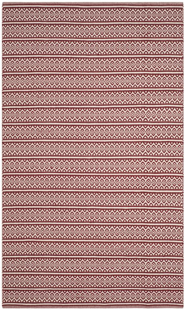 Safavieh MTK341C-5 Montauk Burleigh 5 x 8 (ft) Cotton Ivory/Red Rectangular Indoor Abstract Coastal Area rug