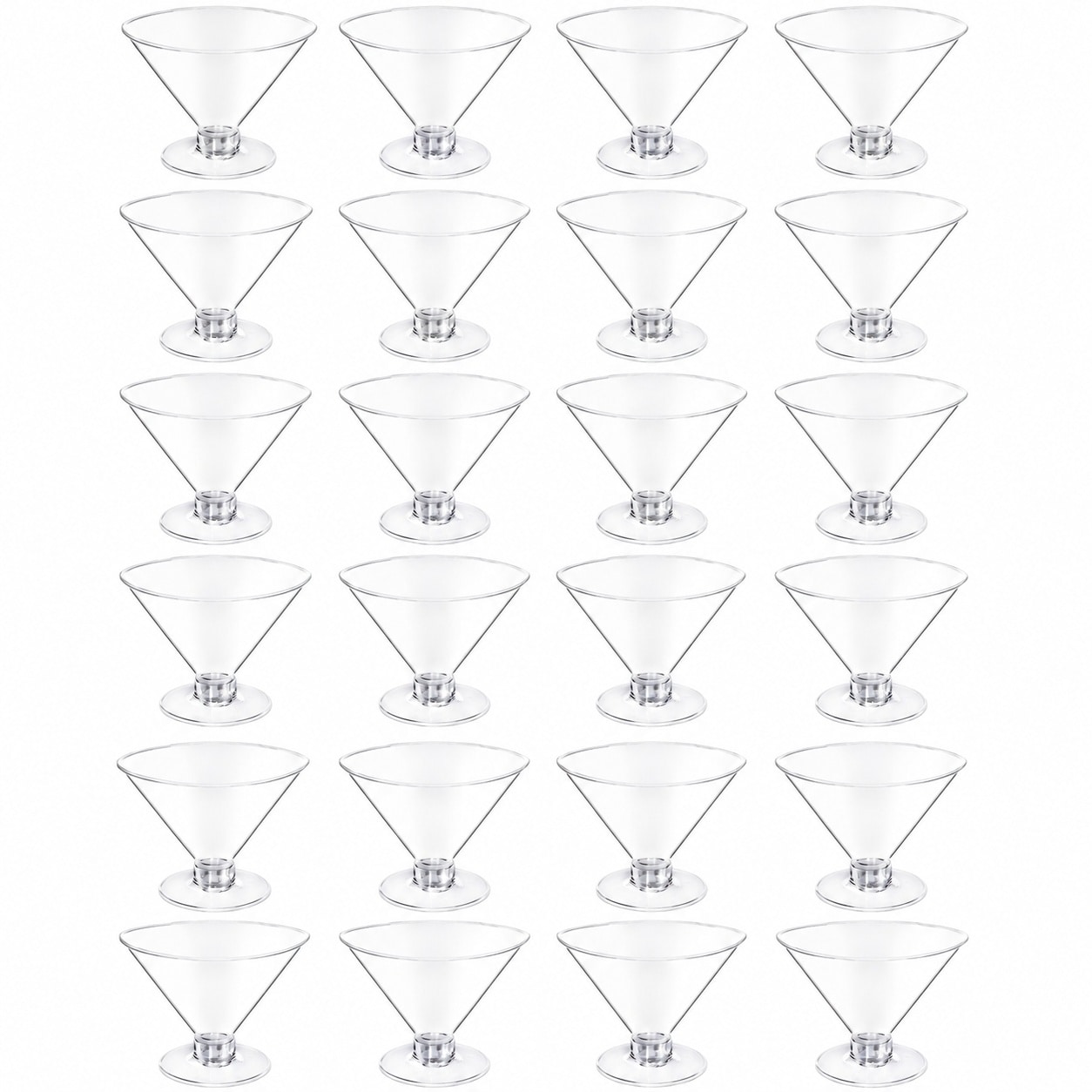 Aoibox  5 oz Clear Disposable Plastic Martini Glasses with Cocktail Sticks Short Stem Party Cups 60 Count Set