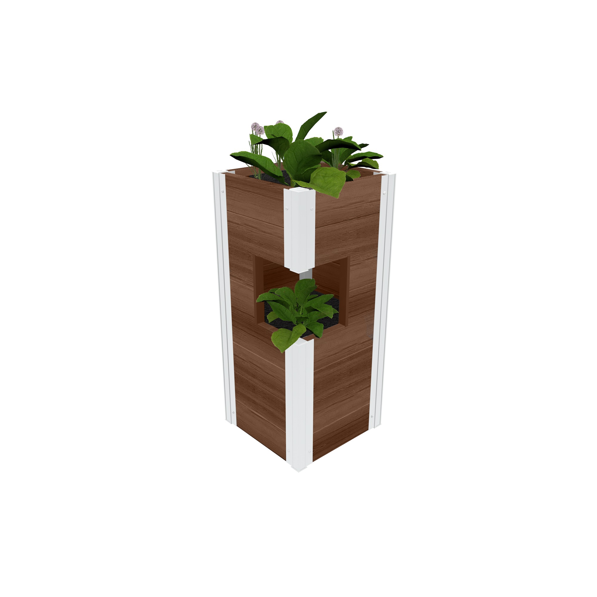 Vita VT17514 Square 13.13-Inches W Medium Brown PVC vinyl Contemporary/Modern Outdoor Planter