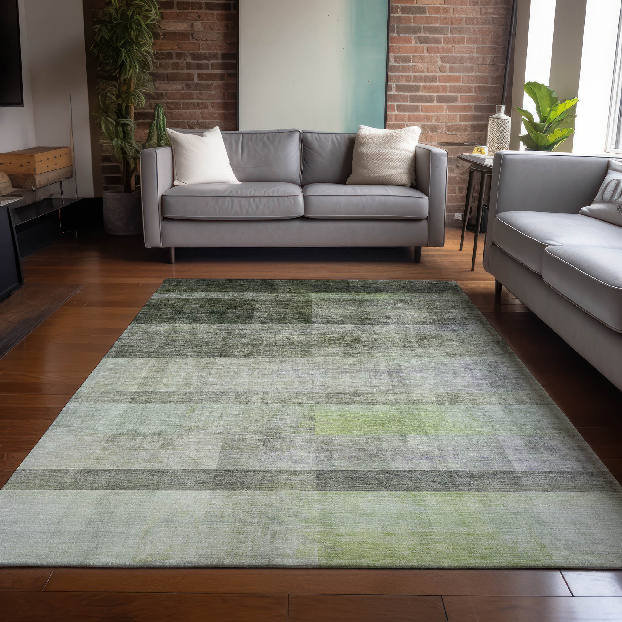 Addison Rugs ACN568OL3X5 Chantille ACN568OL 3 x 5 (ft) Polyester Olive Rectangular Indoor/Outdoor Abstract Machine washable Area rug