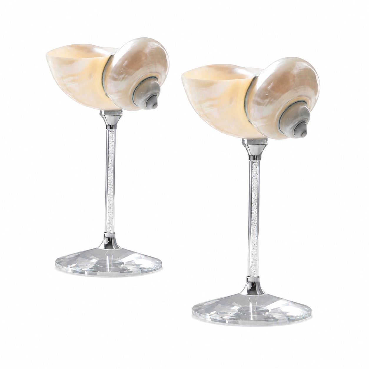 Aoibox  Set of 2 Natural Conch Shell Wine Glasses with Crystal Base and Rhinestone Handle 6 30 in H Cocktail