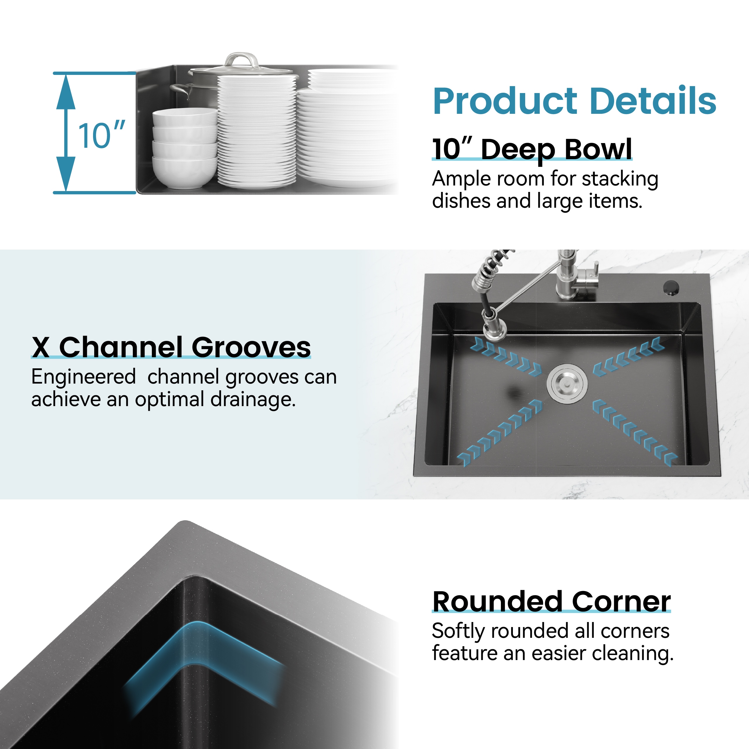 Forclover WHC-SS2718S1ACSL Kitchen-Sinks - View #8