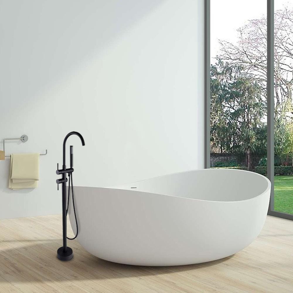 WELLFOR Freestanding bathtub faucet Matte Black 2-handle Freestanding ...