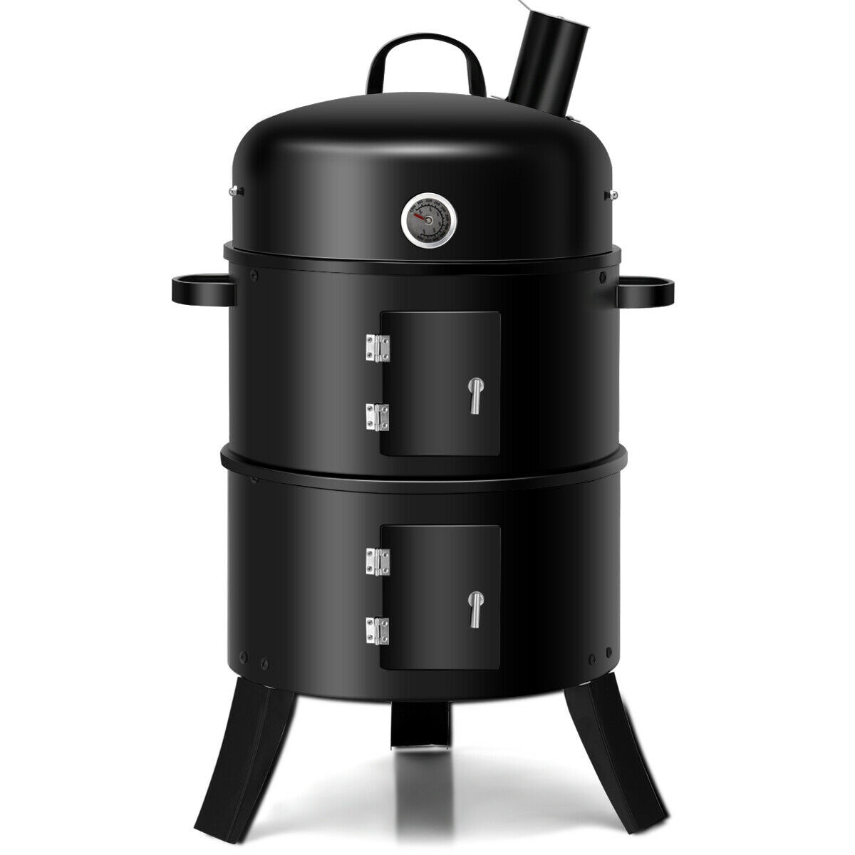 Slickblue D-CO-4463PO 144 sq in Black Portable Charcoal Grill and Smoker for Backyard Camping and Parties