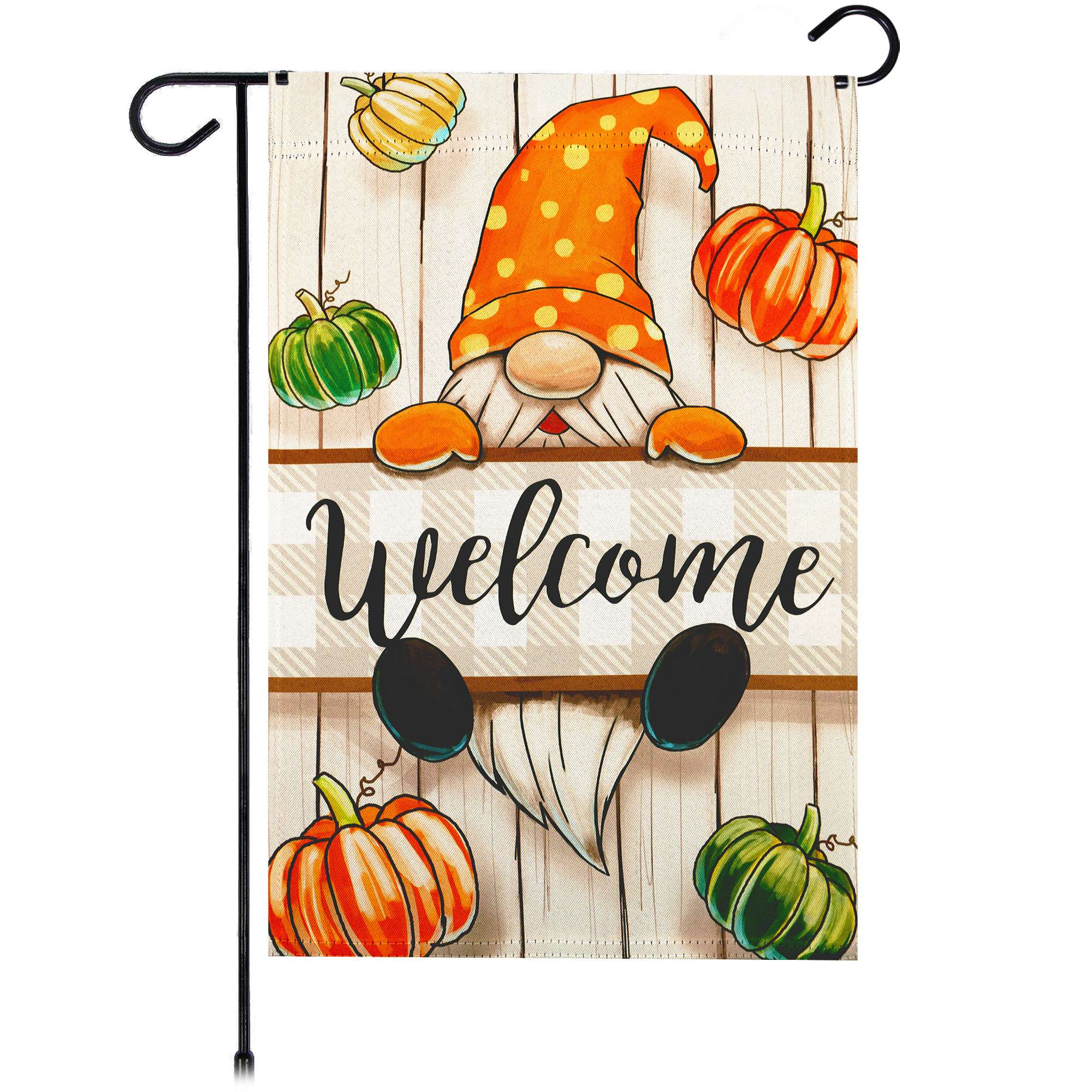 G128 1-ft W x 1.5-ft H Fall Welcome GnomeGarden flag