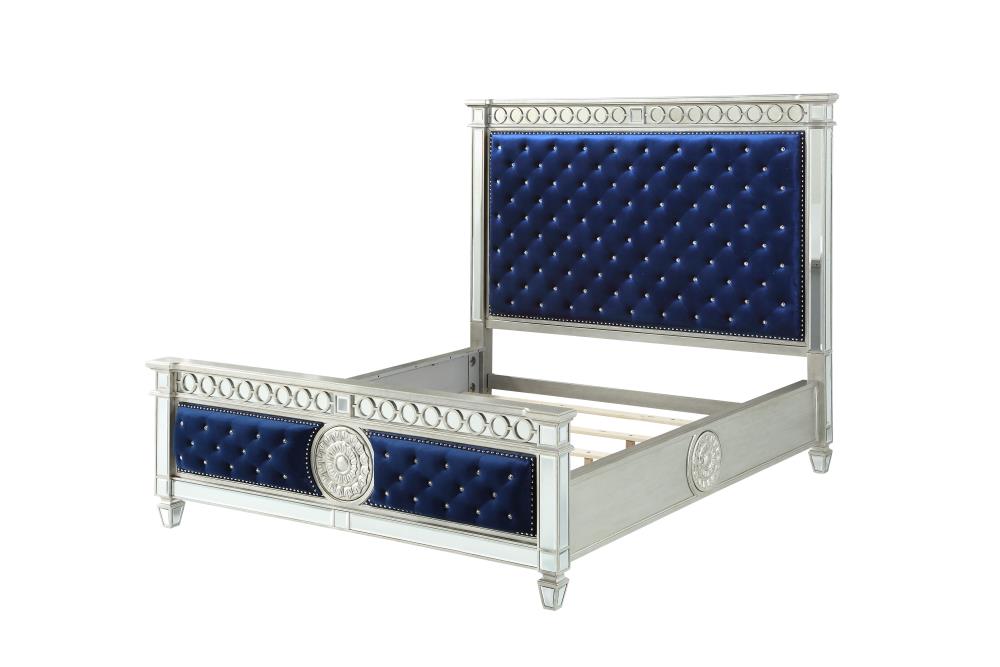 Ishiko III Dark Blue Velvet Eastern King Bed