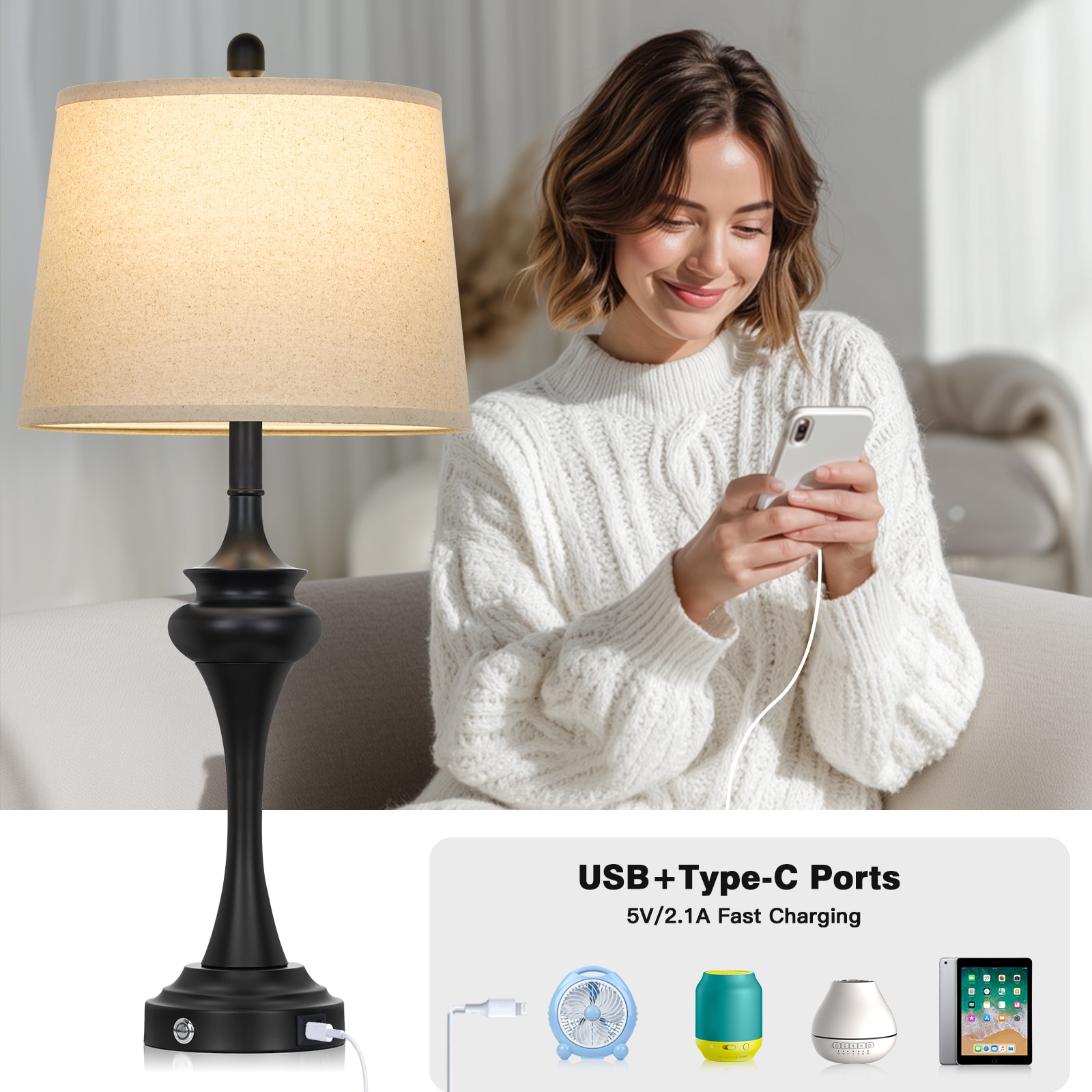 UrFurnishings TD-826 Table-Lamps - View #3