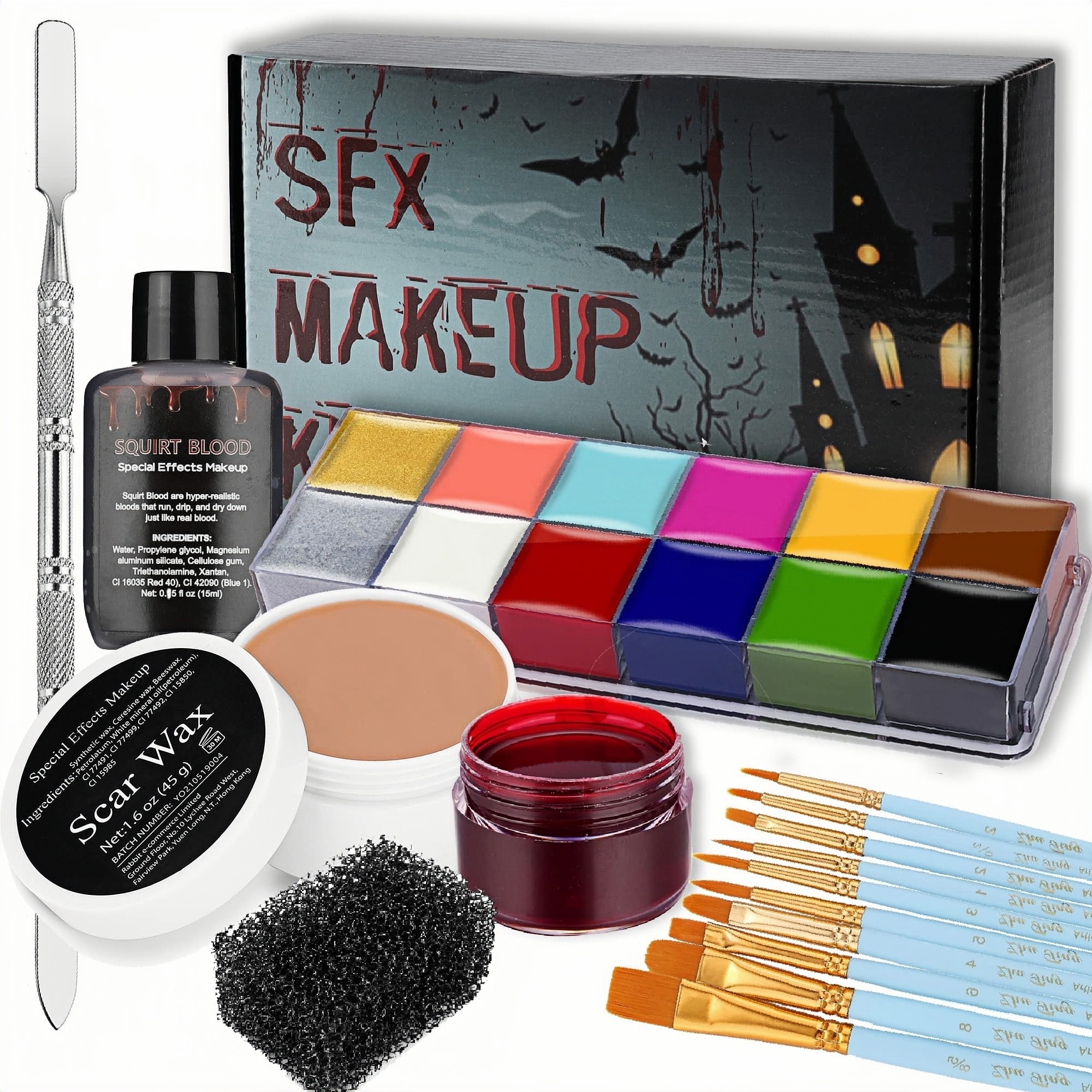 Numhew - 12 Color Oil Based Face Paint Palette 7 Piece Dark Tone Makeup Set