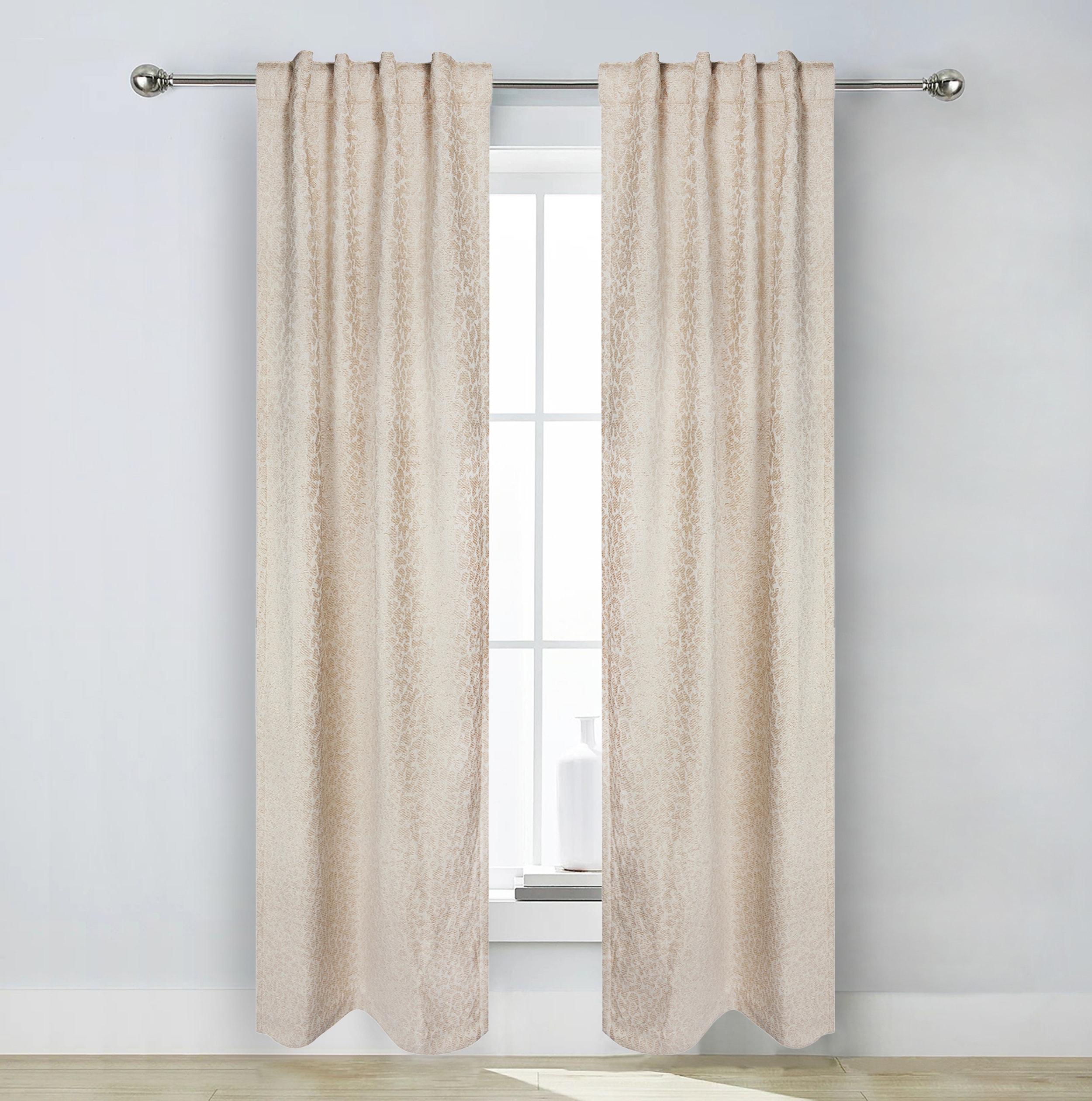Origin 21 36018 84-in BEIGE IVORY Room darkening Interlined Back tab Curtain panel pair
