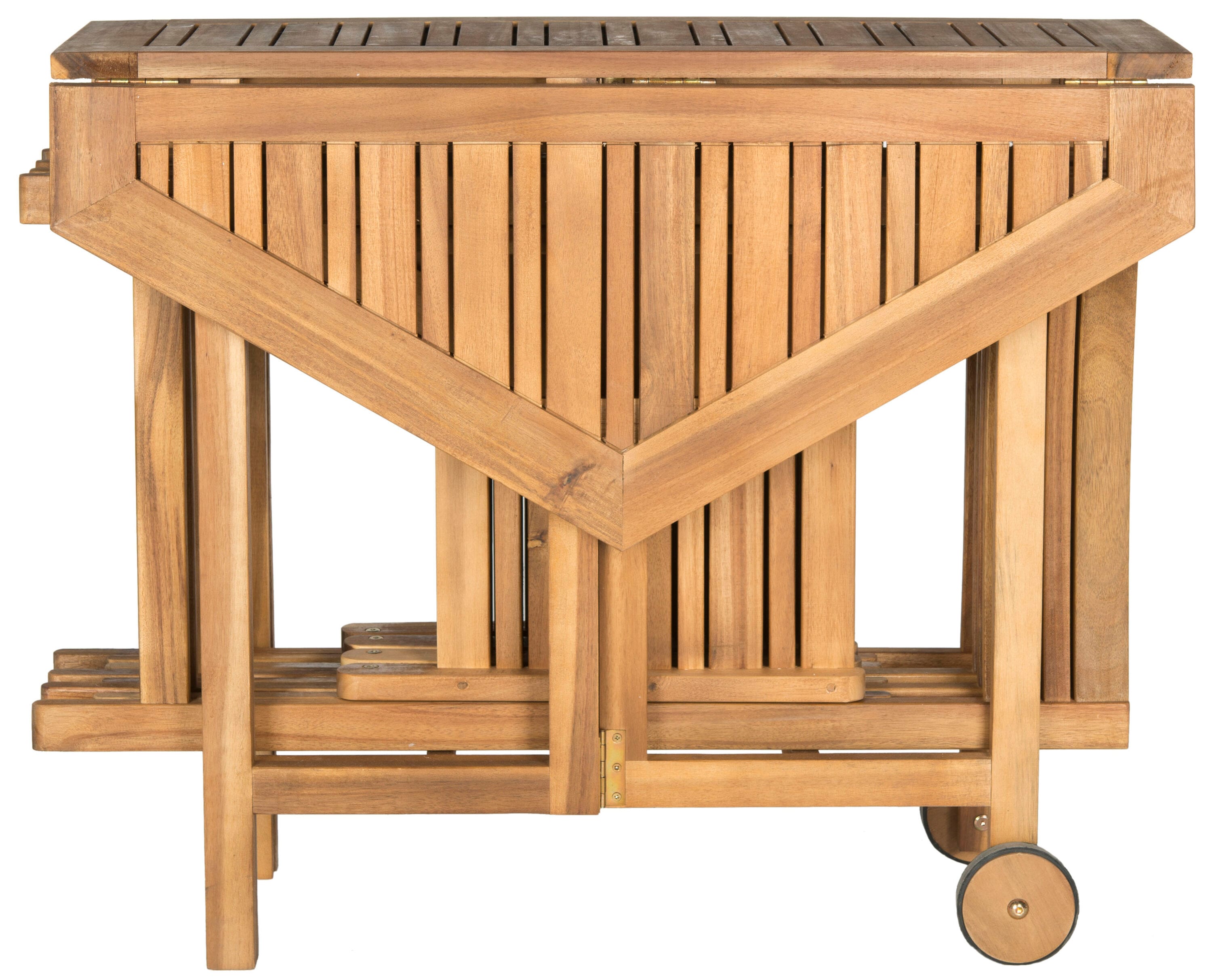 Safavieh PAT7000A Kerman 5 -Piece Natural Patio Dining Set Wood Hexagon Table with 4 Stationary Chairs