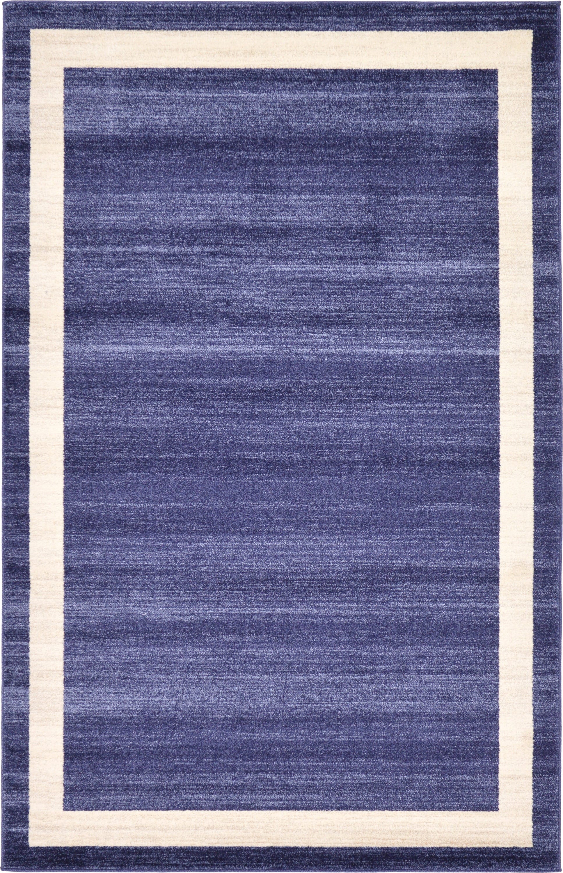 Unique Loom 3127277 Maria Del Mar 5 x 8 (ft) Loomed Polypropylene Navy Blue/Ivory Rectangular Indoor Border Industrial Area rug