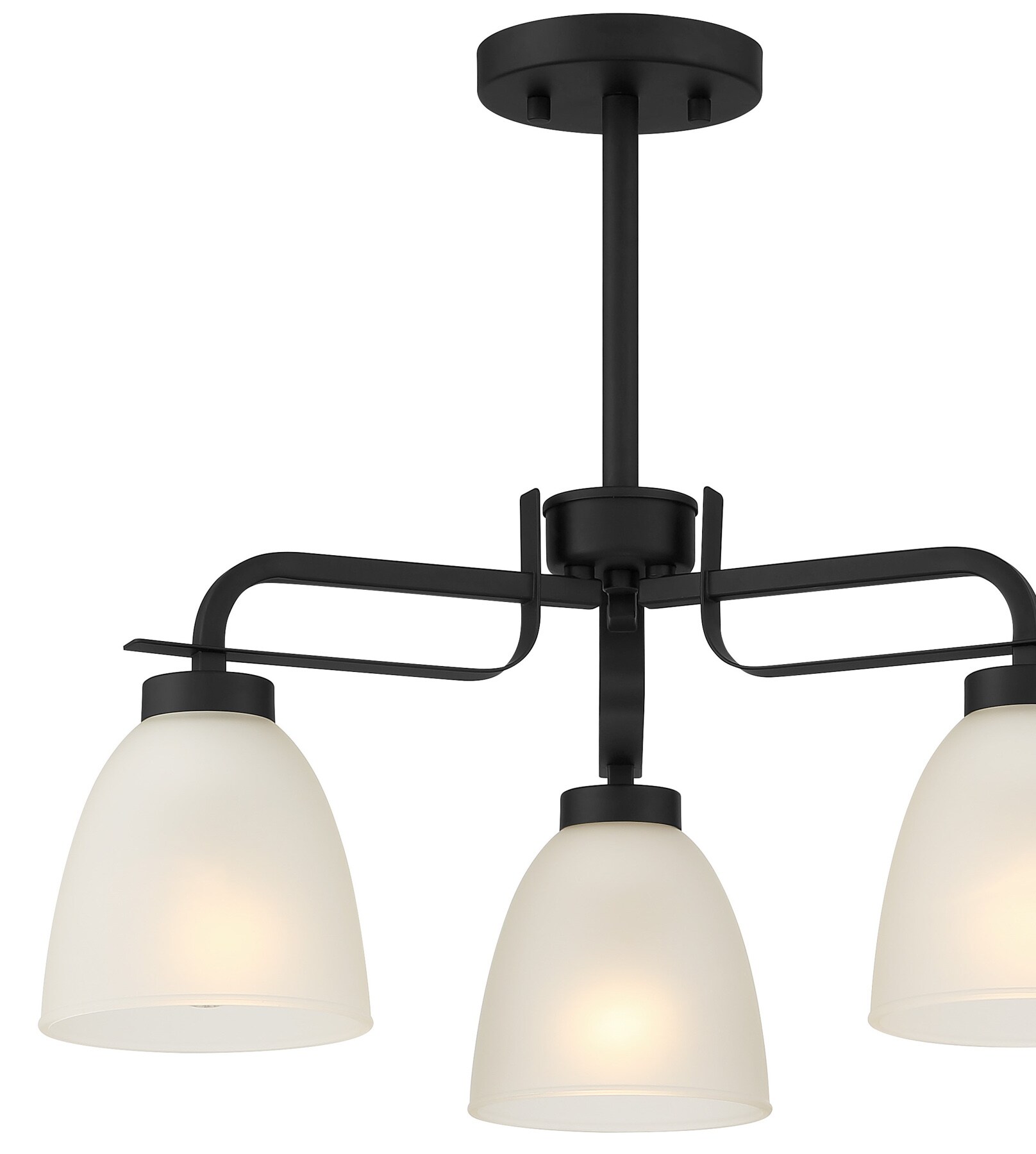 Coal and Etched Glass 3-Light Convertible Chandelier