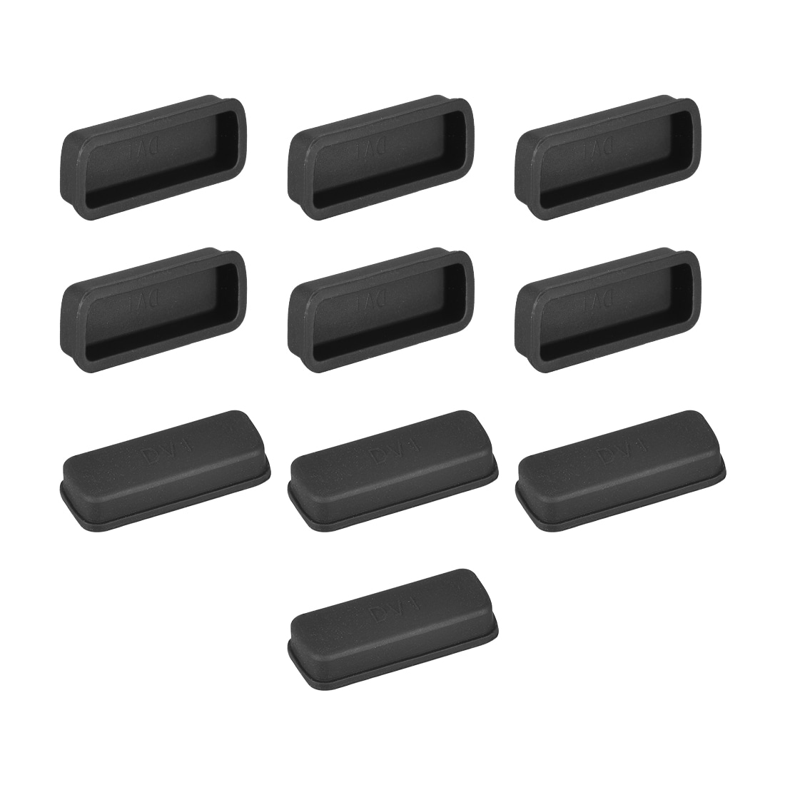 Unique Bargains 10pcs DVI Video Silicone Port Anti Dust Protectors Cap Cover 23mmx8mm Black #S26051500UX8486