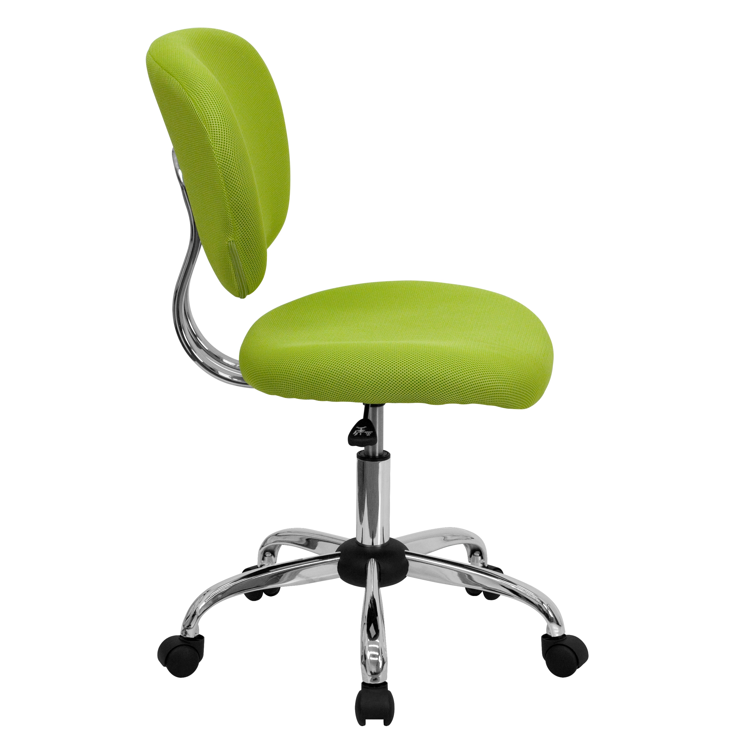 Apple Green Mesh Mid-Back Swivel Task Chair with Chrome Base