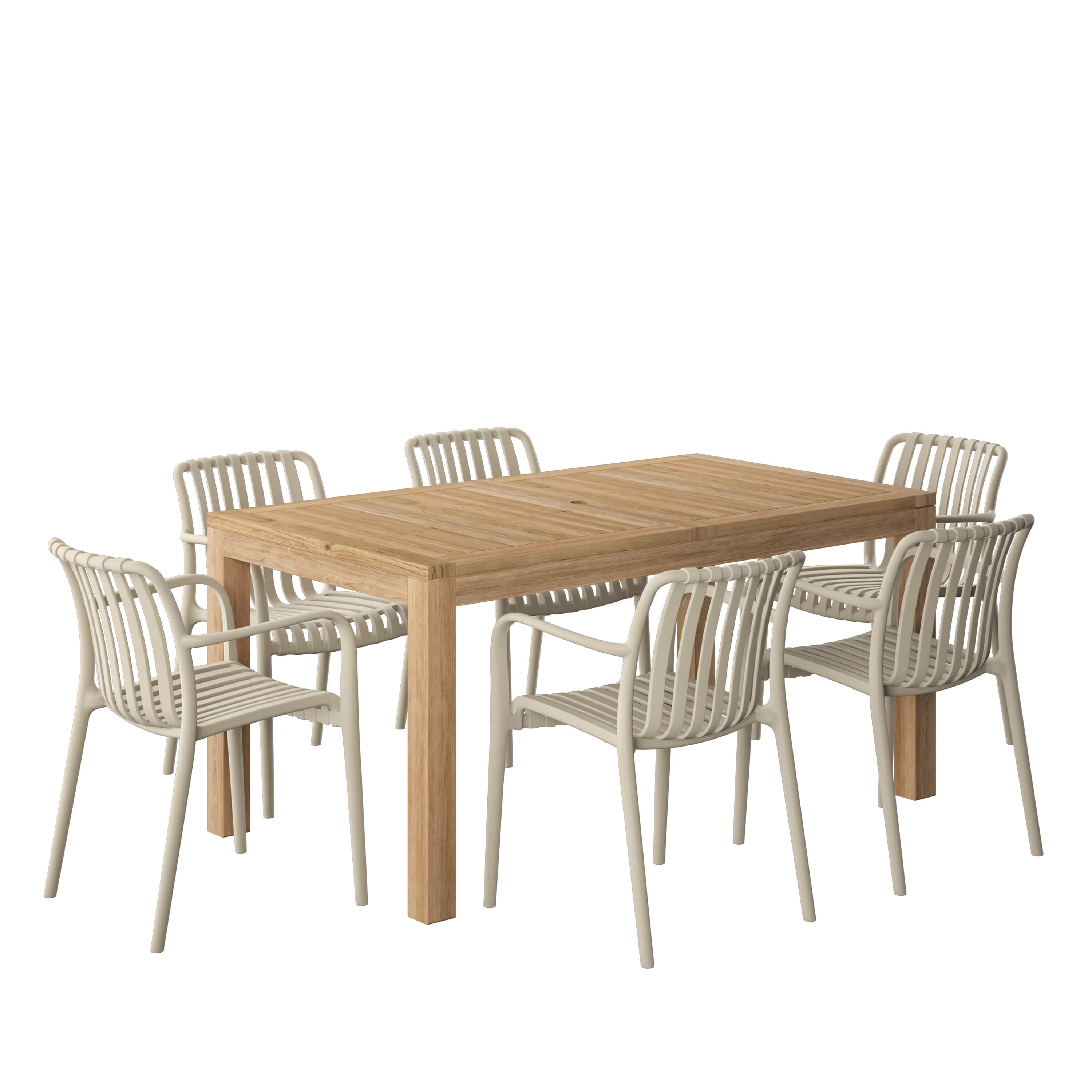 Amazonia RIN-6-CURA-SD Urban Elements Bali Patio Dining Set for 6 – Perfect for Family and Friends - Modern and Stylish Dining Table with Chairs