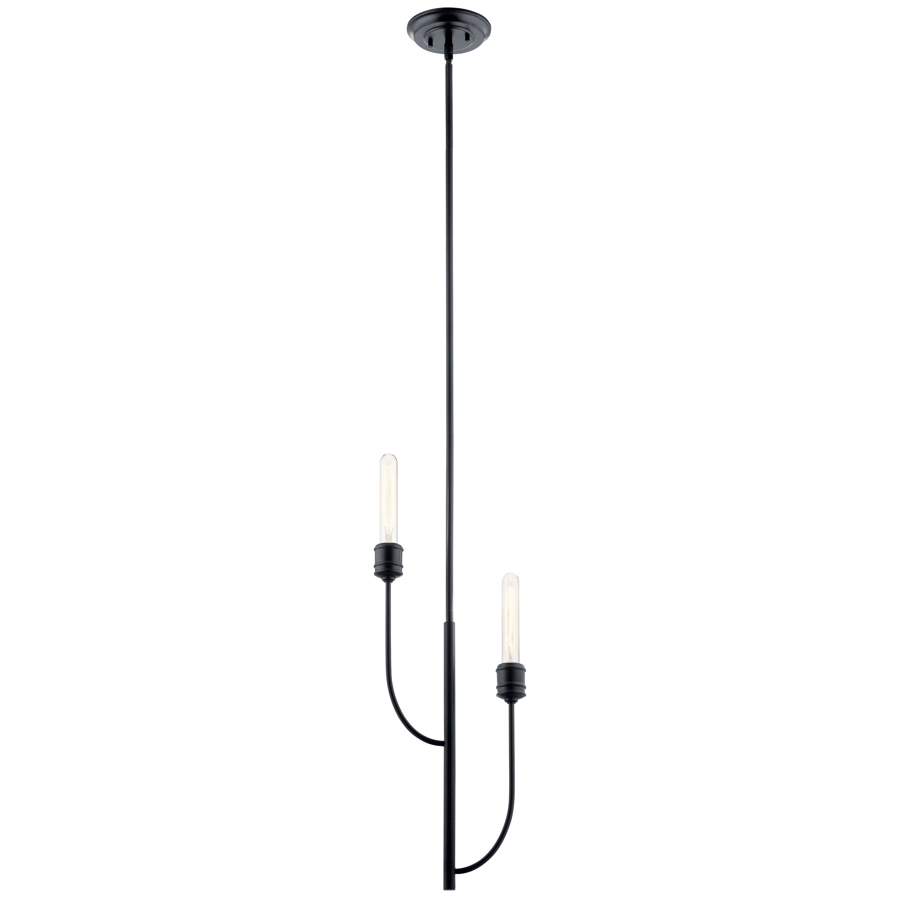 Kichler 52258BK Hatton 2 -Light Black Transitional Tiered Medium Hanging Pendant light