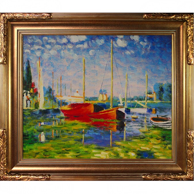 33 x 29 Yachts 02 with Opulent Framed Oil Painting La Pastiche Argenteuil Multi-Color 