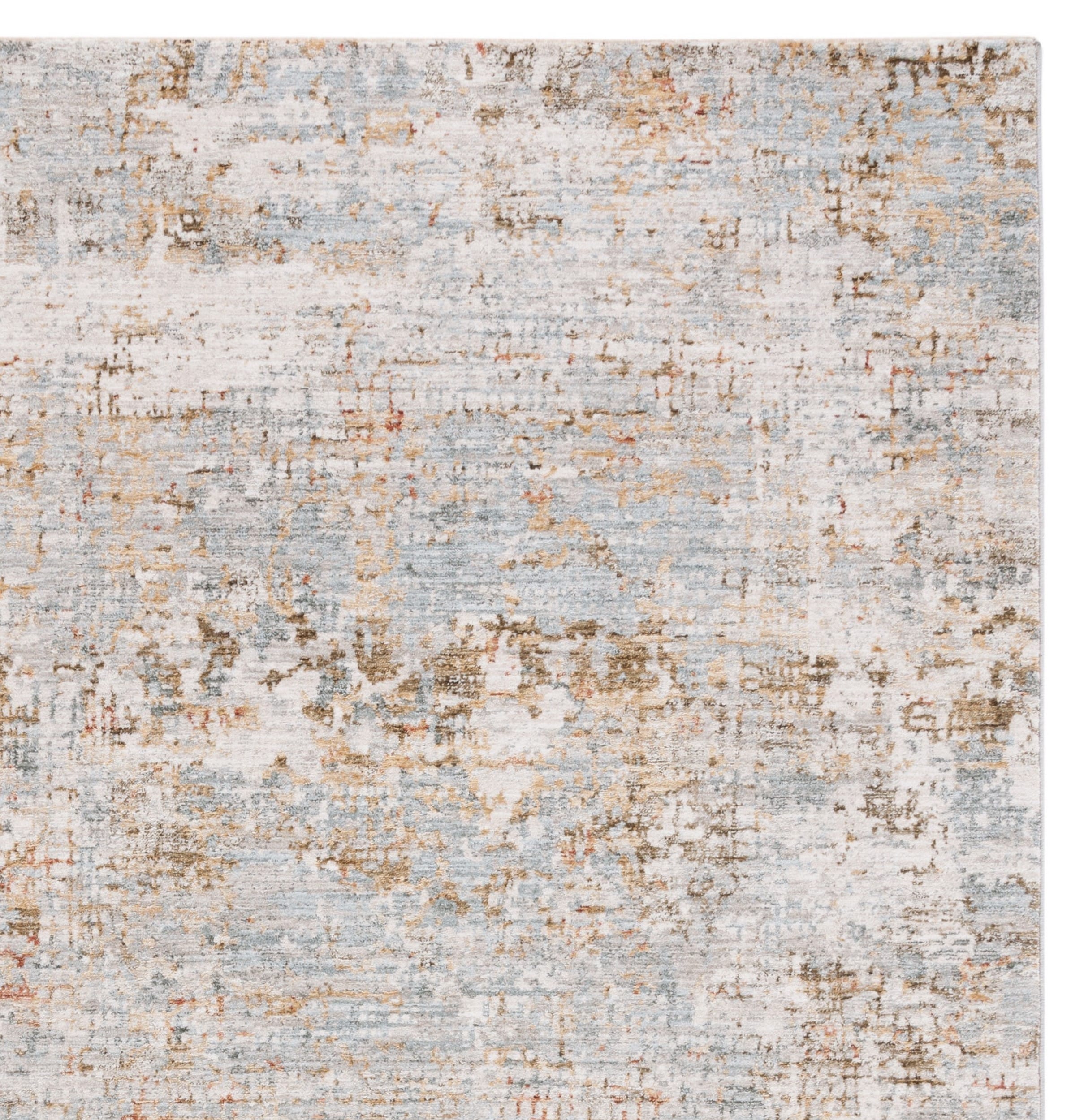 Adrianna Blue and Gold Abstract 8' x 10' Synthetic Rug