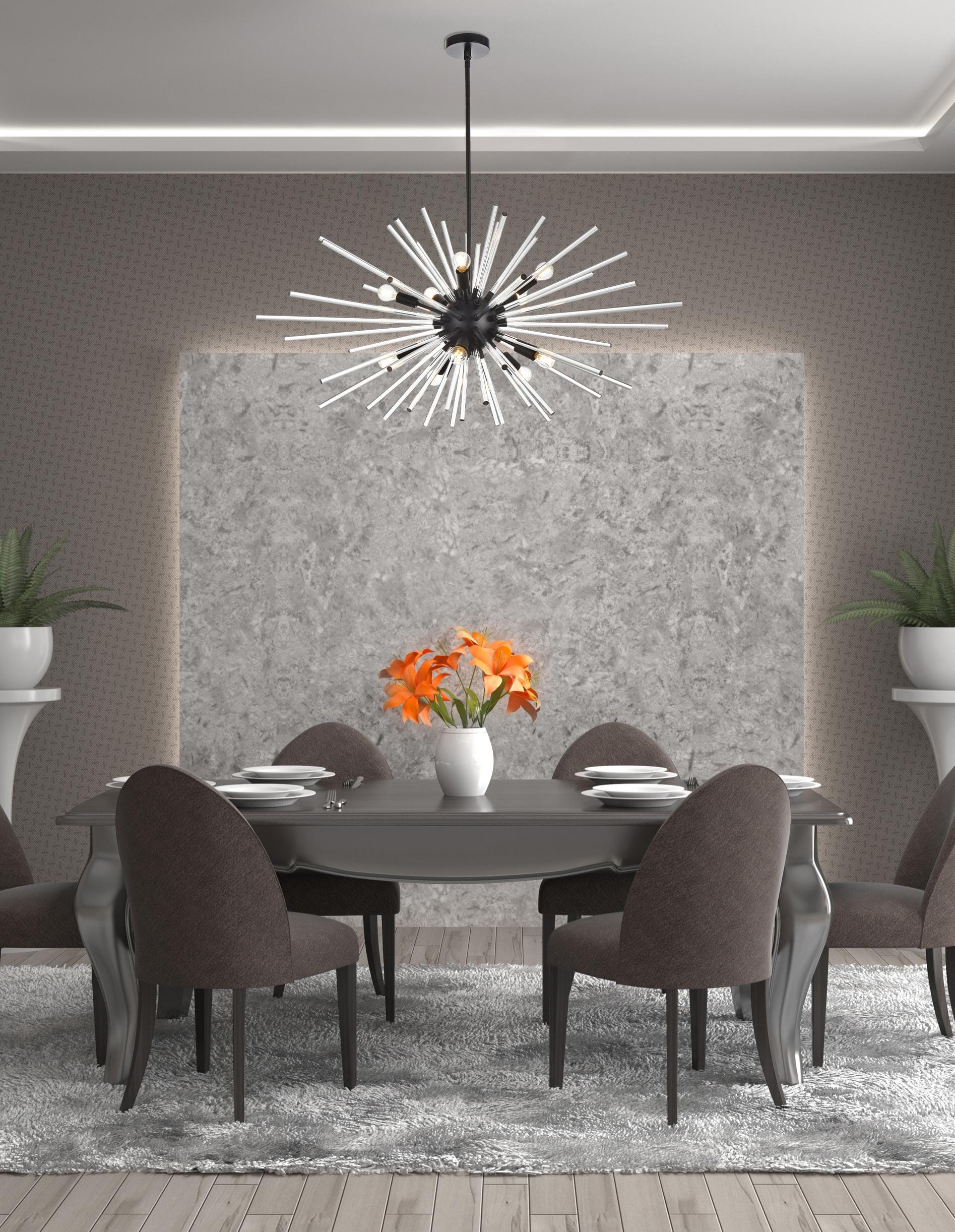 Sienna 42-Inch Black Crystal Rod Pendant Light