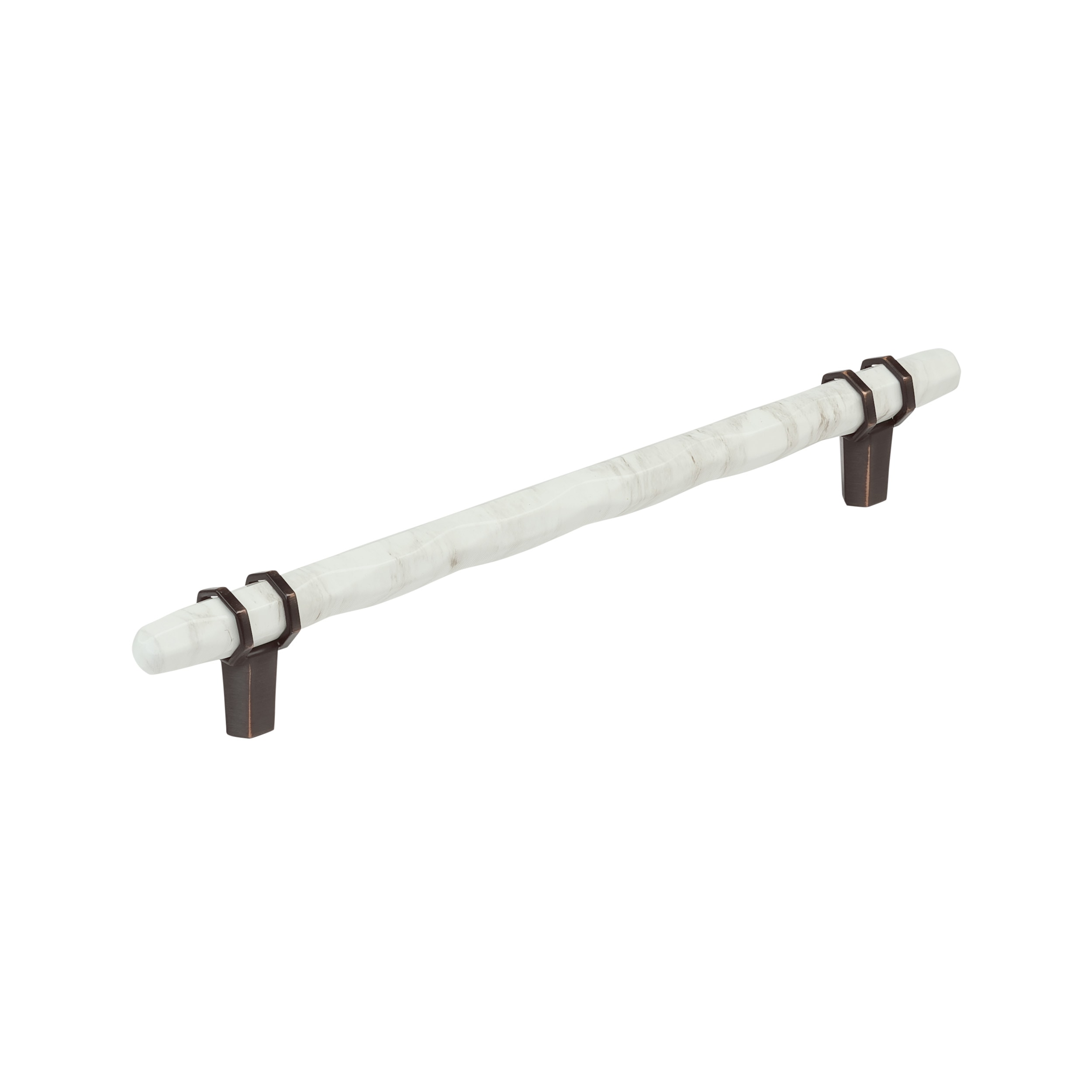 Amerock - Carrione 8-in , 203mm Center to Center Marble White/Oil-Rubbed Bronze Cylindrical Bar D...