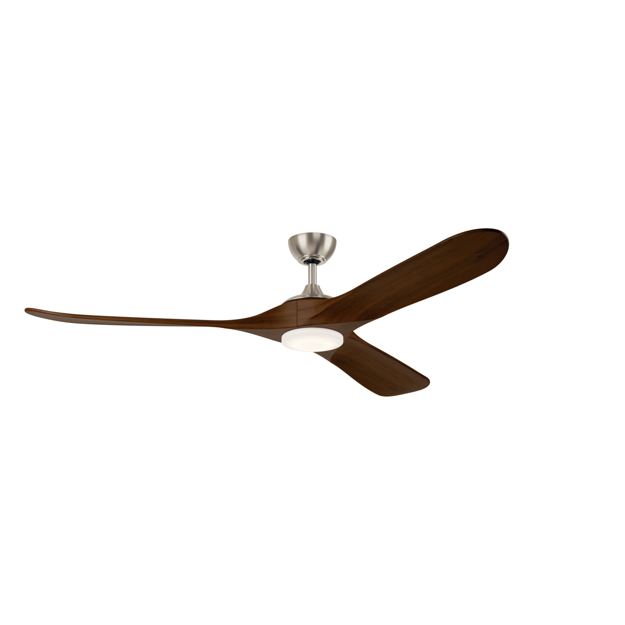 Kichler 310570NI Mylo 70-in Color-Changing Integrated LED Outdoor Painted Brushed Nickel with Natural Walnut Blades Ceiling Fan With Light - Remote Included ( 3 -Blade )