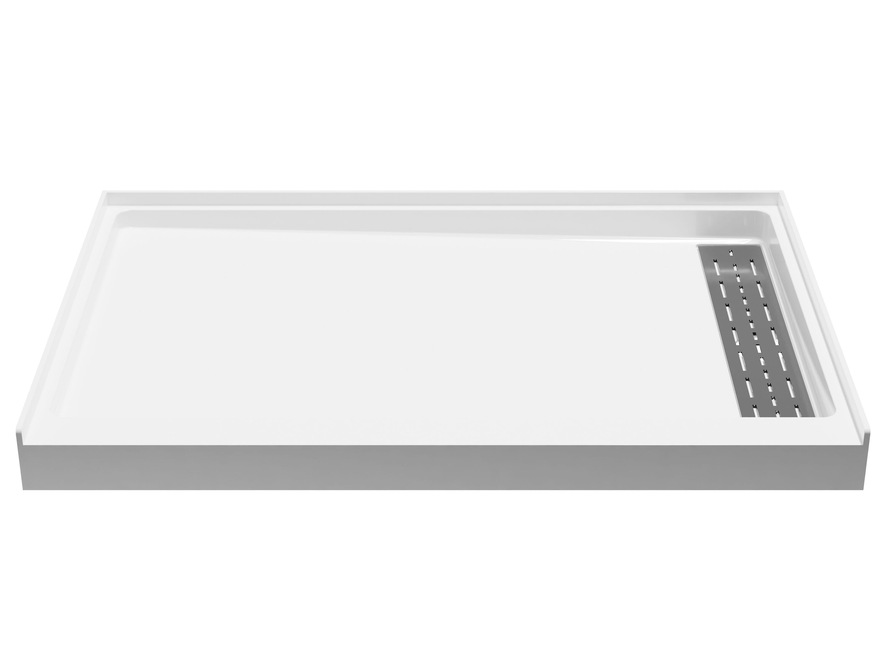 ANZZI SB-AZ103R 32 W x 48-in L Right Glossy White Single Threshold Rectangle Shower Pan Base with 2.12 H Threshold