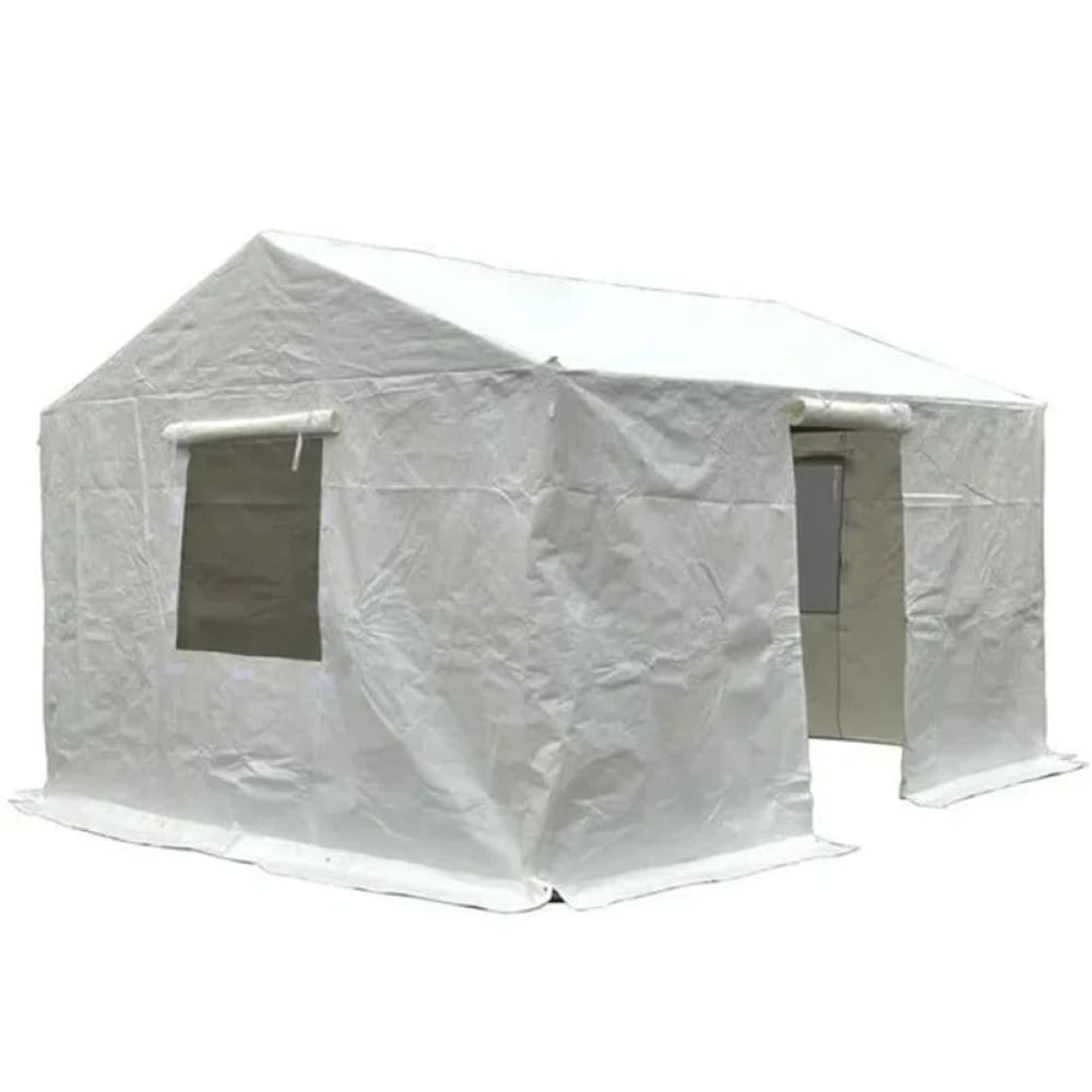 GDFStudio 334017 Modern Outdoor 12x14 Hardtop Gazebo Cover with Sidewalls Mesh Windows-White