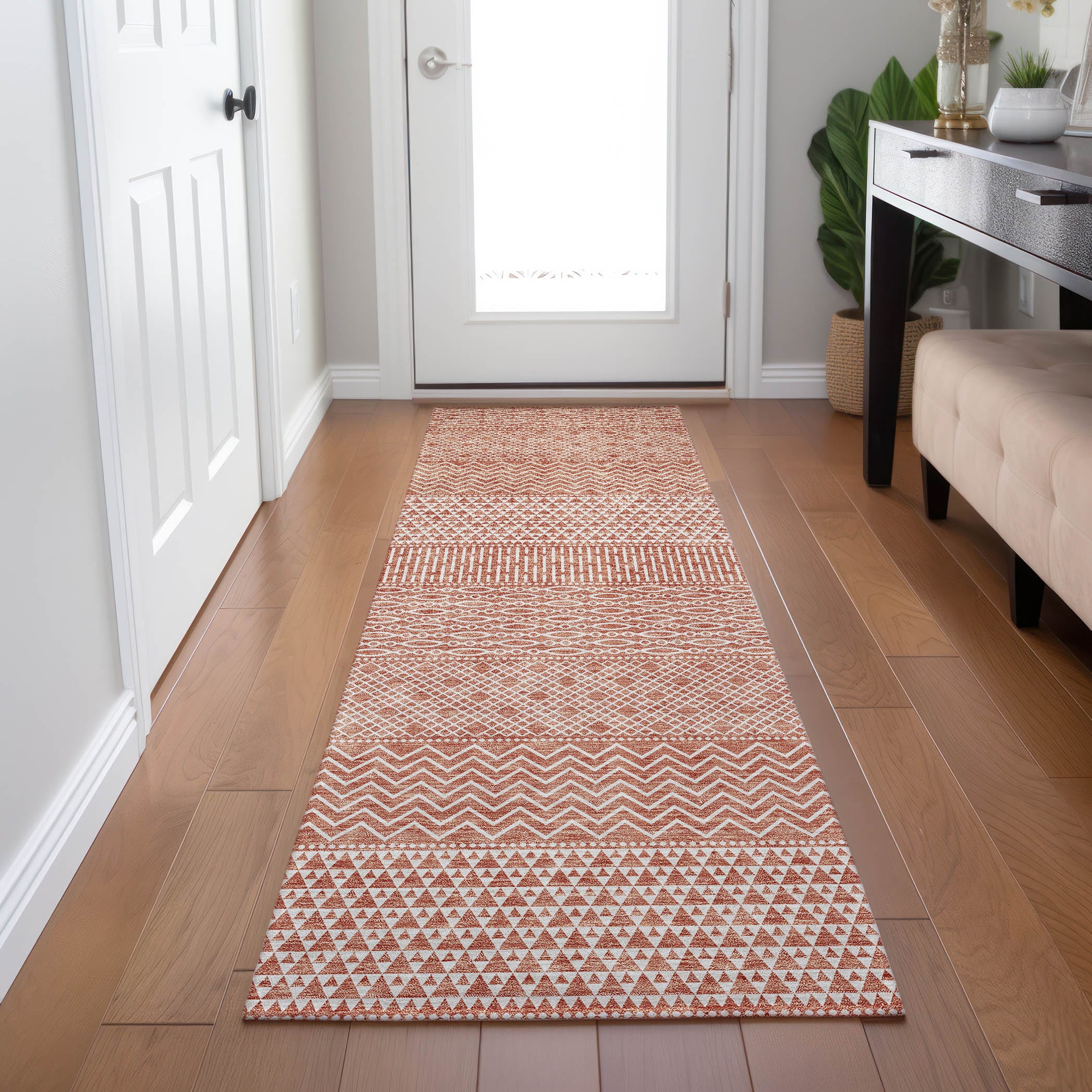 Addison Rugs ACN939SM2X8 Chantille ACN939SM 2 x 7 (ft) Salmon Rectangular Indoor/Outdoor Geometric Machine washable Pet Friendly Runner rug
