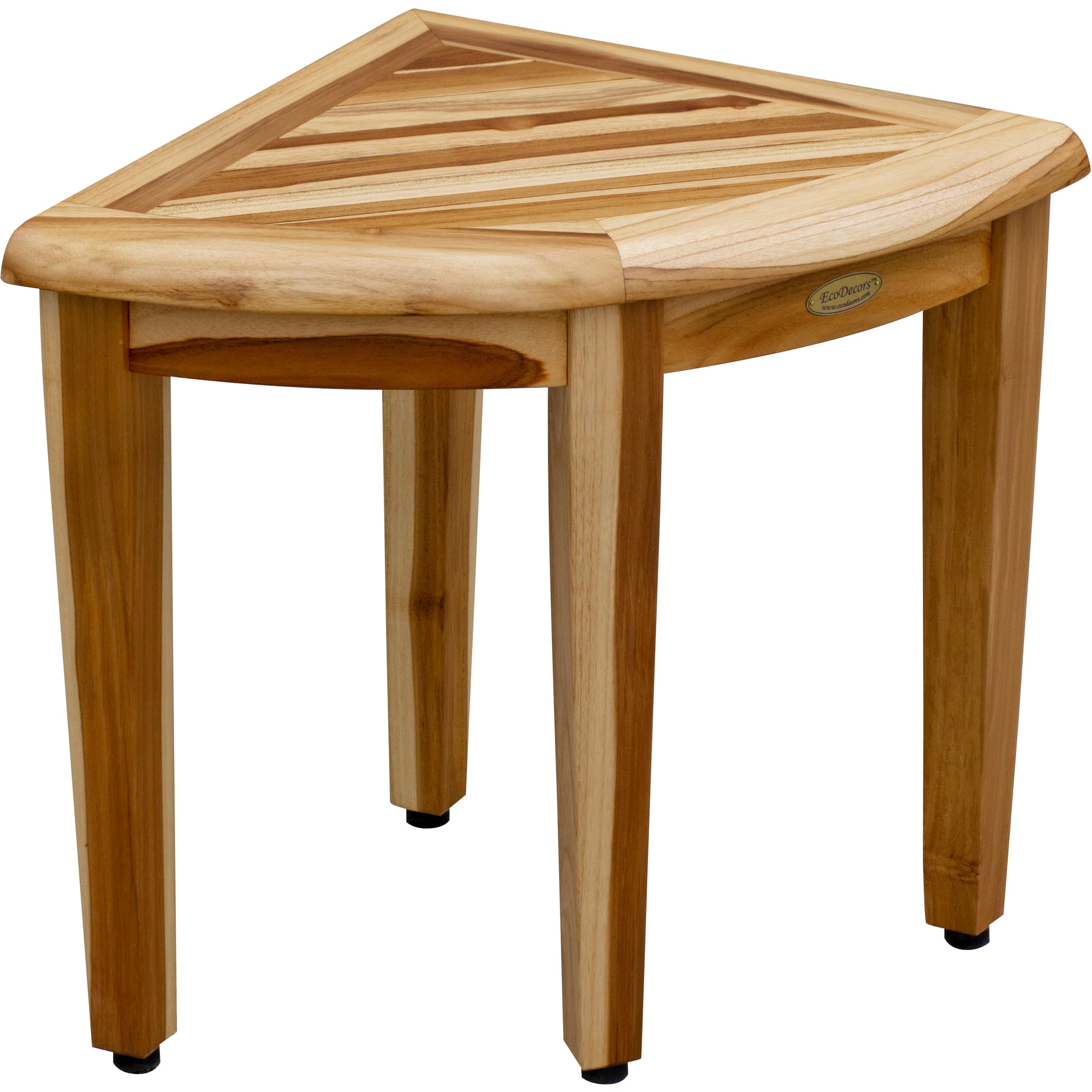 EcoDecors 18" Teak Corner Shower Bench with Adjustable Feet