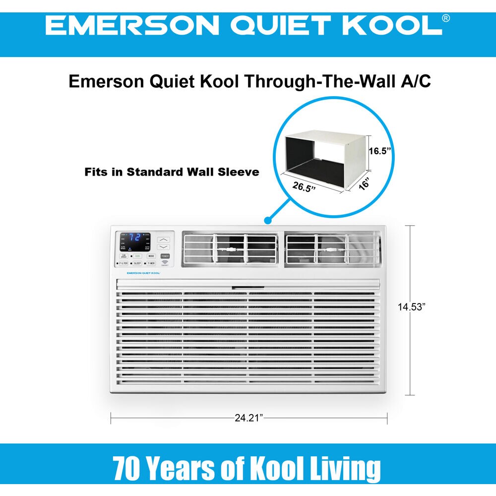 Emerson 10000BTUBTU 450sq ft 230Volt White Throughthewall Air