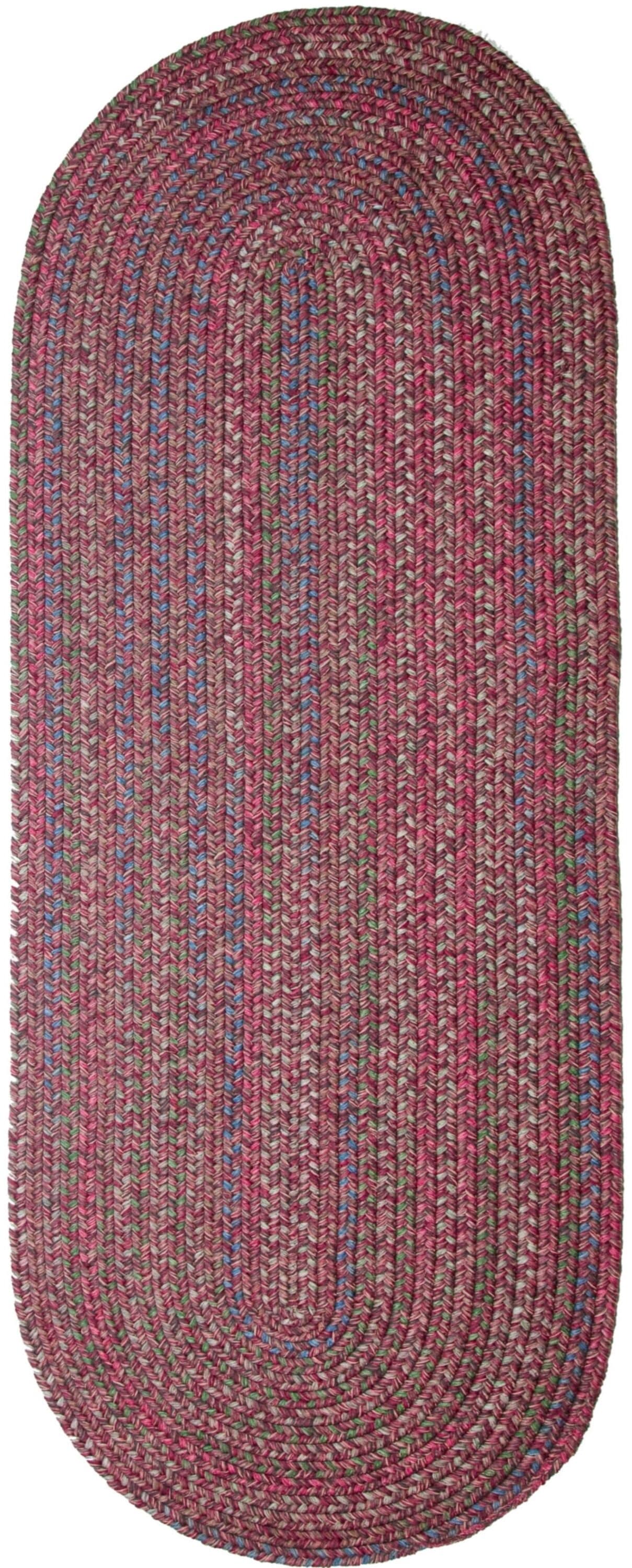 Rhody Rug SO45R024X096 2 x 8 (ft) Braided Polypropylene Burgundy Oval Indoor/Outdoor Geometric Area rug