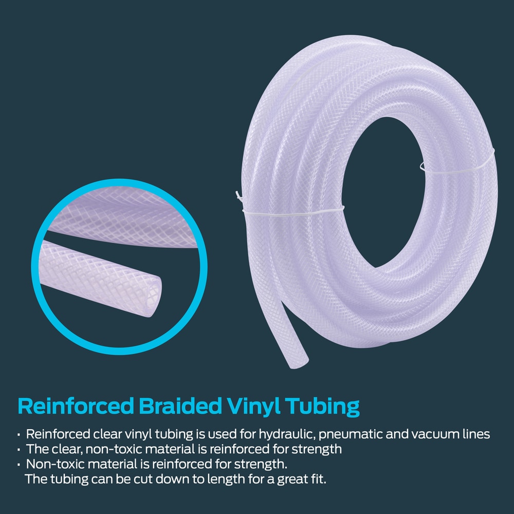 EZ-FLO 3/4-in ID x 10-ft Reinforced PVC Clear Reinforced Braided Vinyl  Tubing in the Tubing & Hoses department at