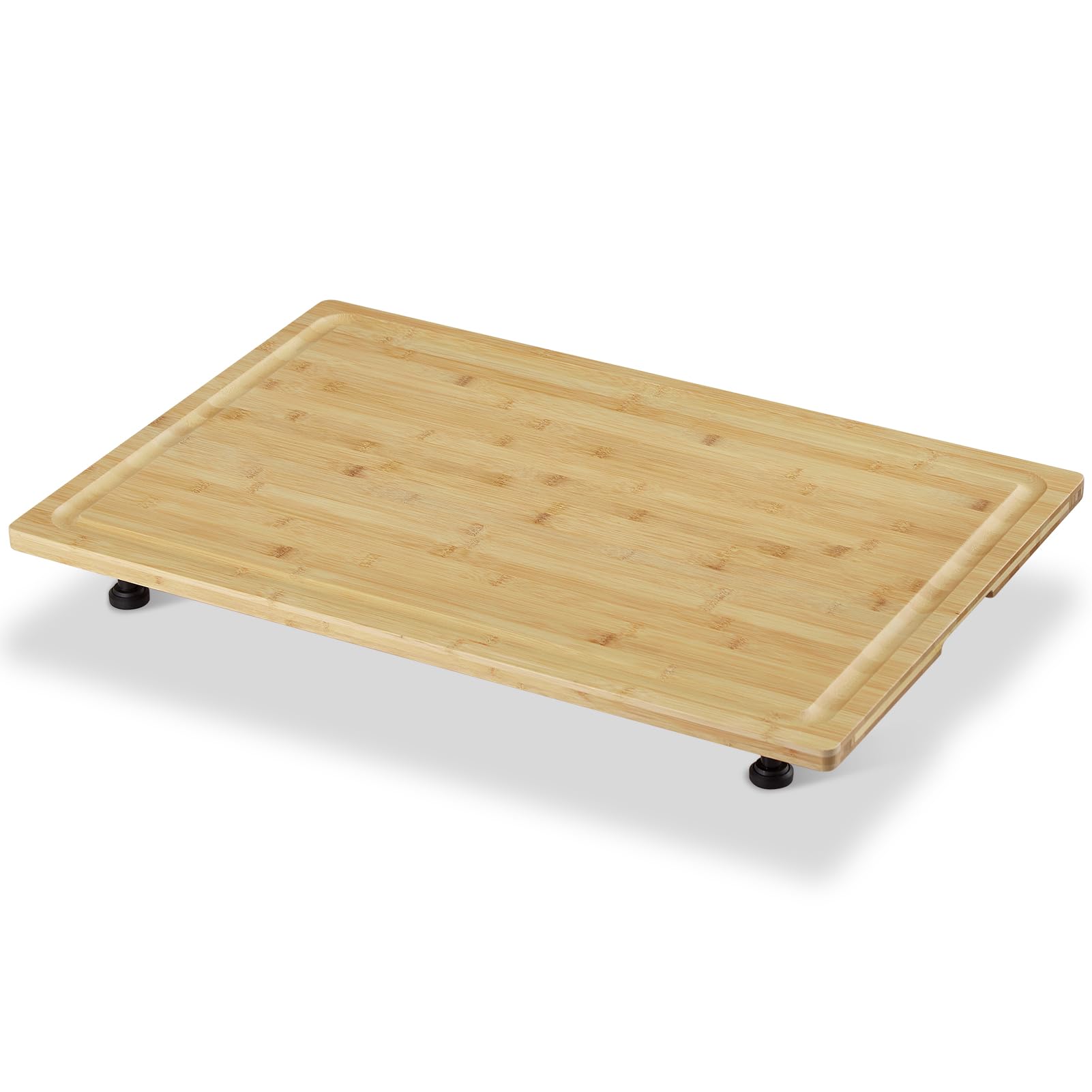 IdealHouse Noodle Board Stove Top Cover 30x20 inches Wooden Stove Top Cover and Cutting Board with Adjustable Legs and Drainage Grooves Ideal for RV Sink Covers Small Spaces and Apartment Kitchens