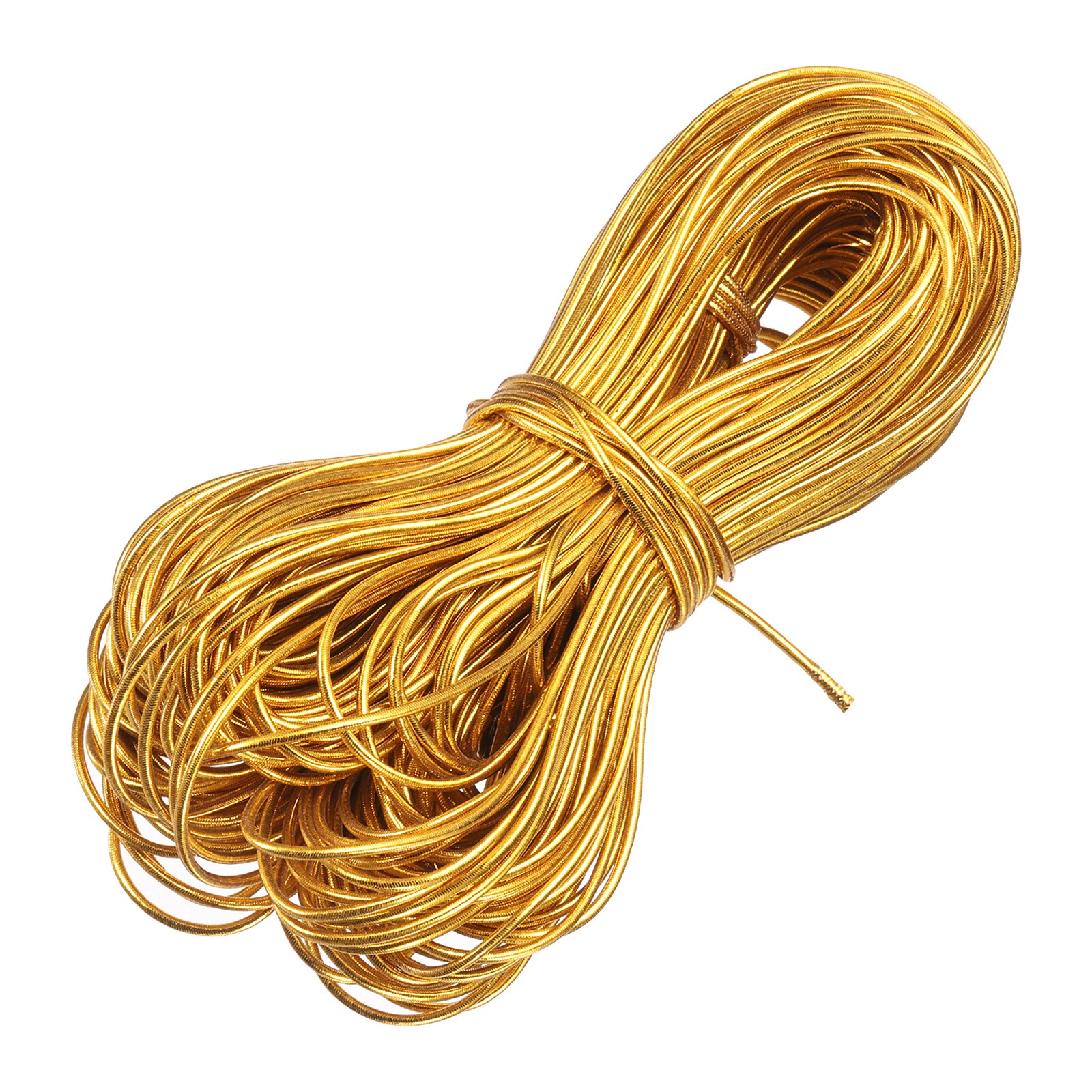 Unique Bargains 71 Yard Metallic Cord 2mm(0.08-Inch)Gold Elastic Strings Metallic Stretch Thread Tinsel Rope Christmas Ribbon for Gift Wrapping Jewelry Making DIY Crafts