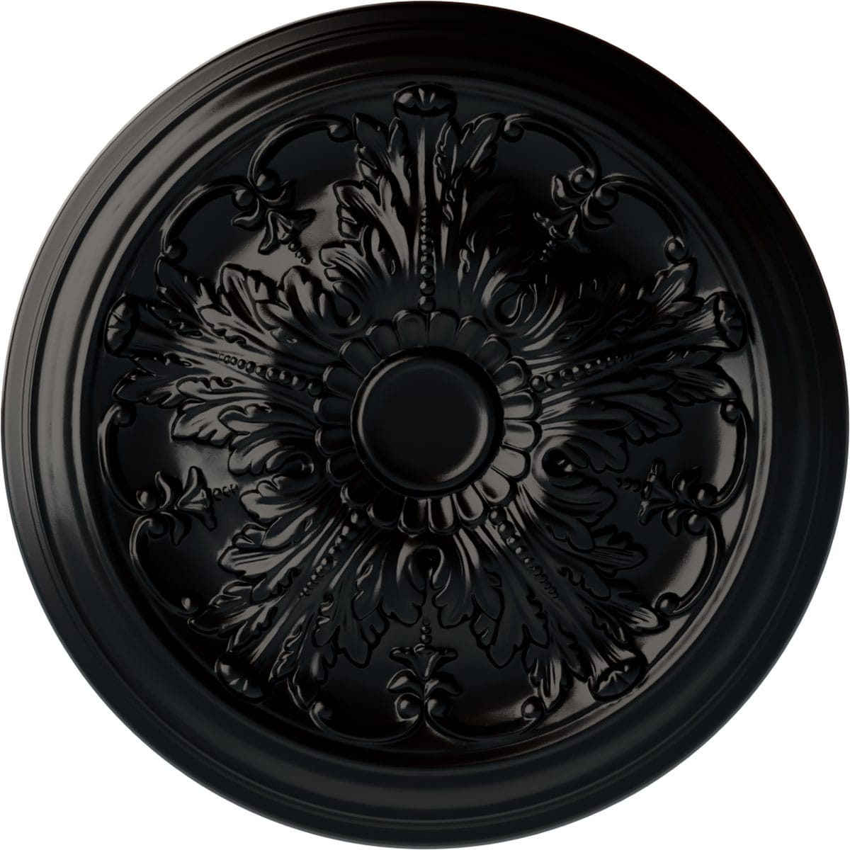 Ekena Millwork CM20DABLF Damon 20-in W x 20-in L Painted Jet Black Polyurethane Whole Ceiling Medallion