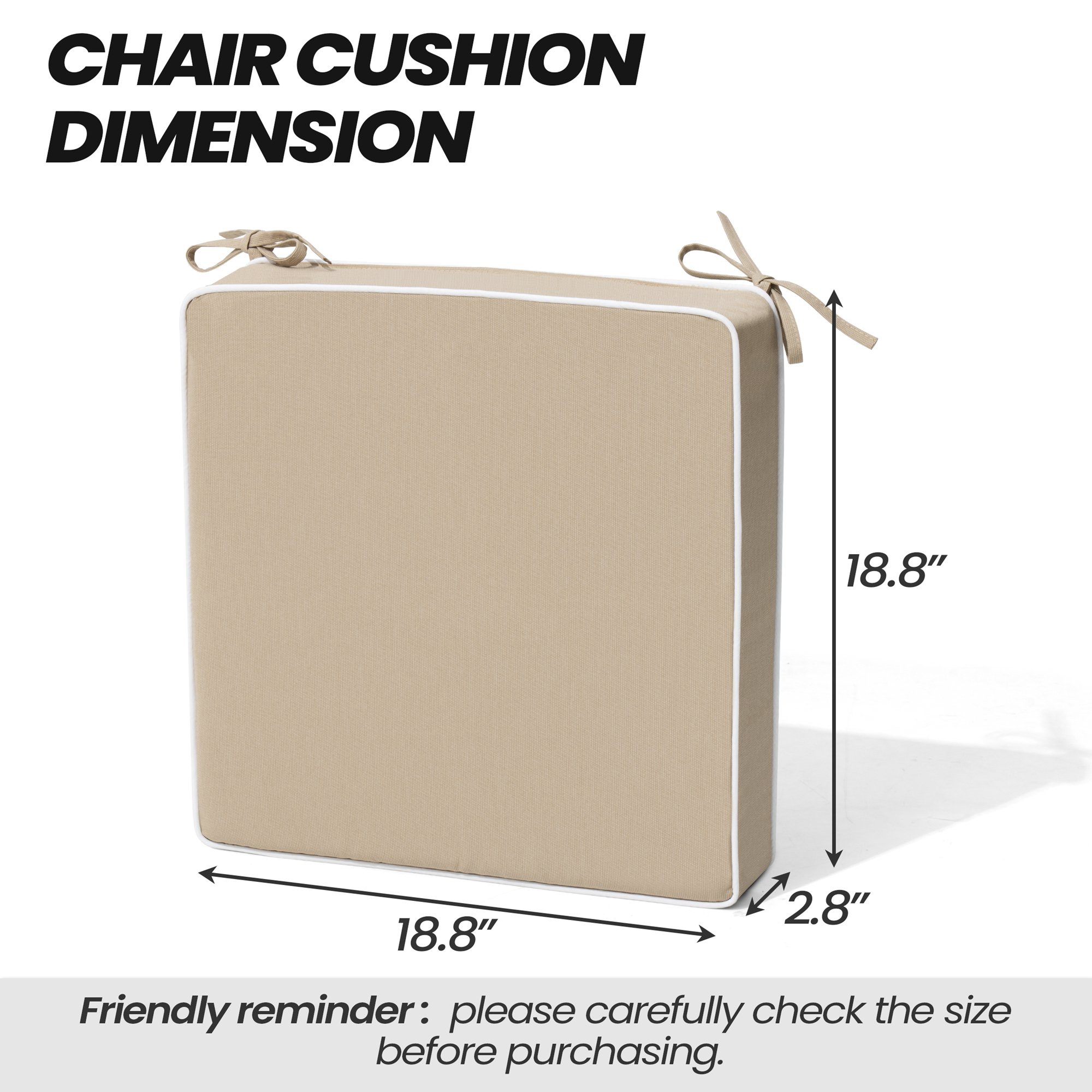 CloudFly CL-CU007BEI-2 Patio-Furniture-Cushions - View #3