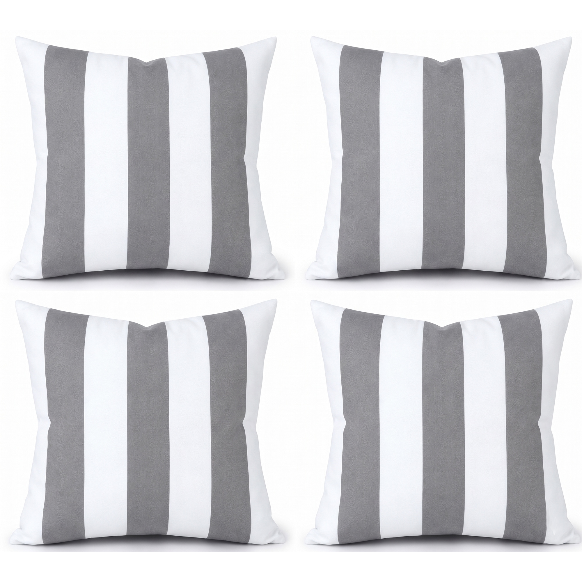 LUXEYARD 4 Pack Outdoor Pillow Covers ONLY 18x18 inch Water Repellent Decorative Cushion Covers for Patio Furniture Garden Porch Balcony and Outdoor Sofa Gray White Striped