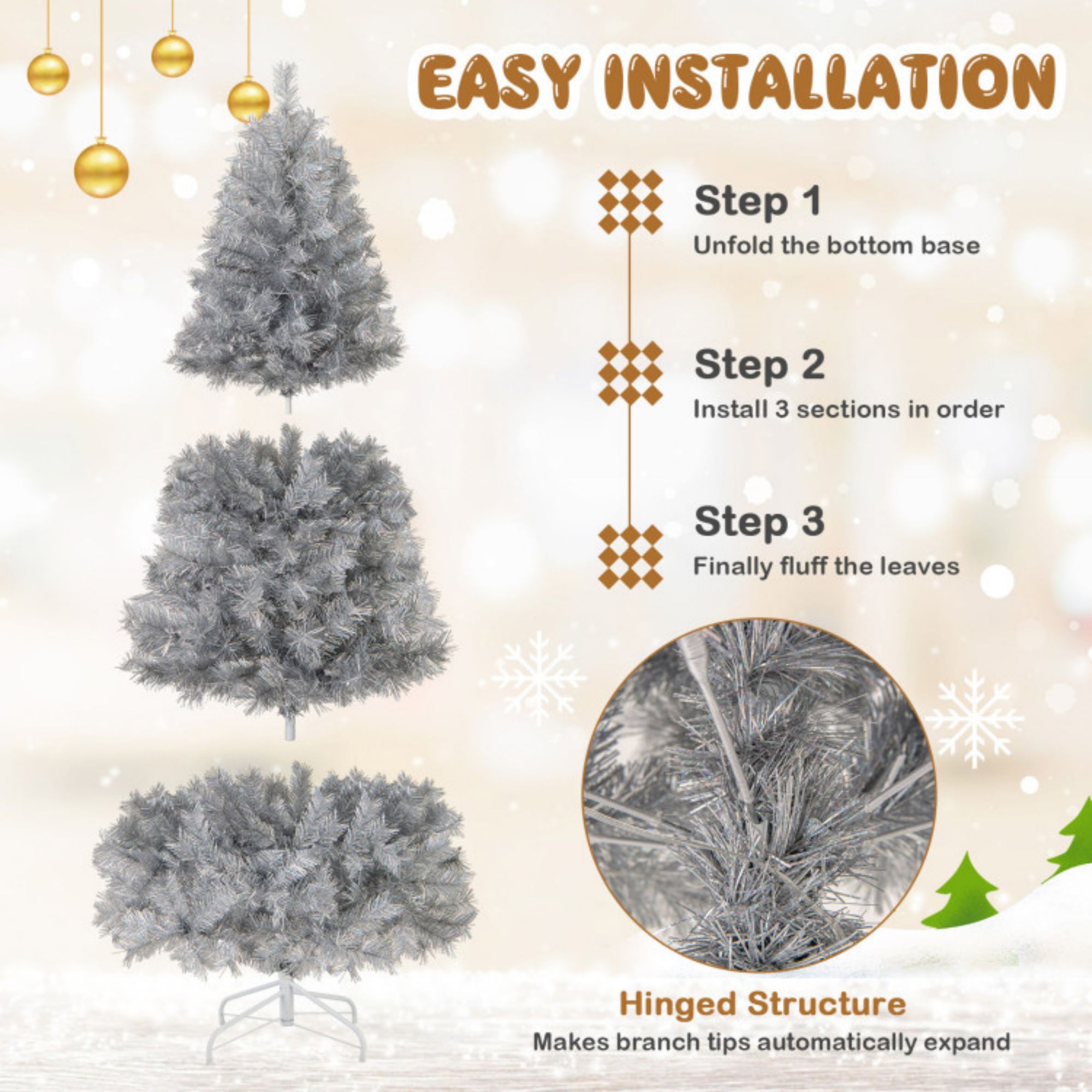 WELLFOR CR-K-M0739WH Artificial-Christmas-Trees - View #6