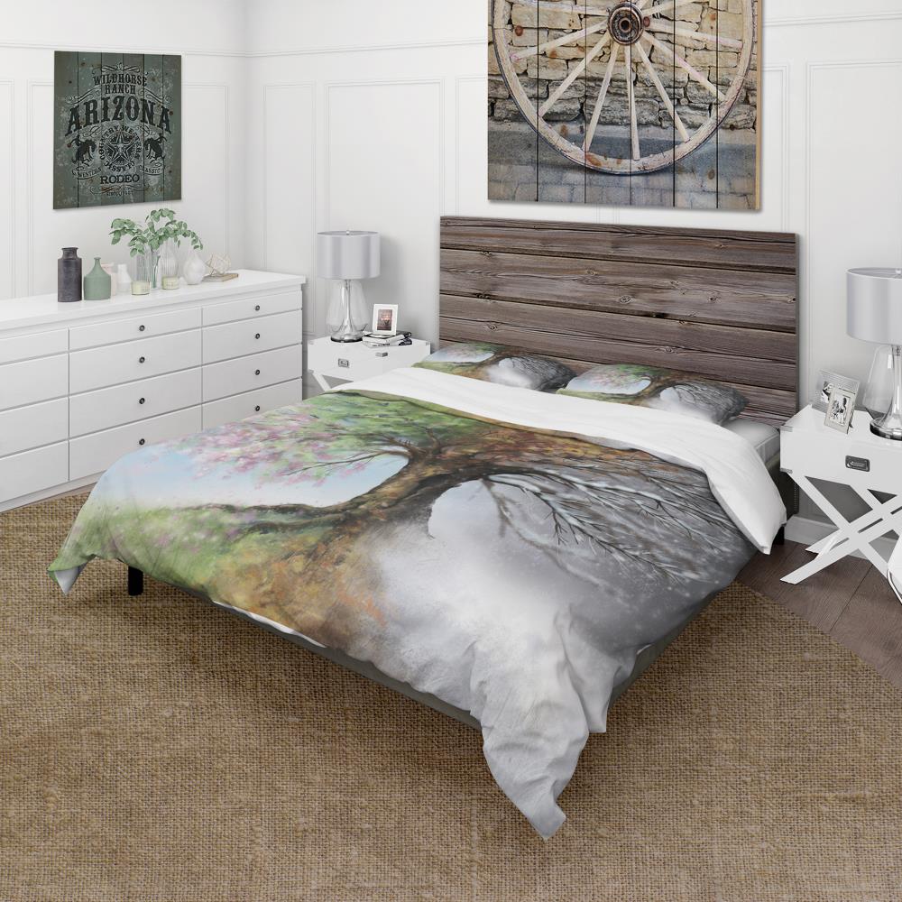 Designart BED9283-Q 3 -Piece Green Queen Duvet cover Set