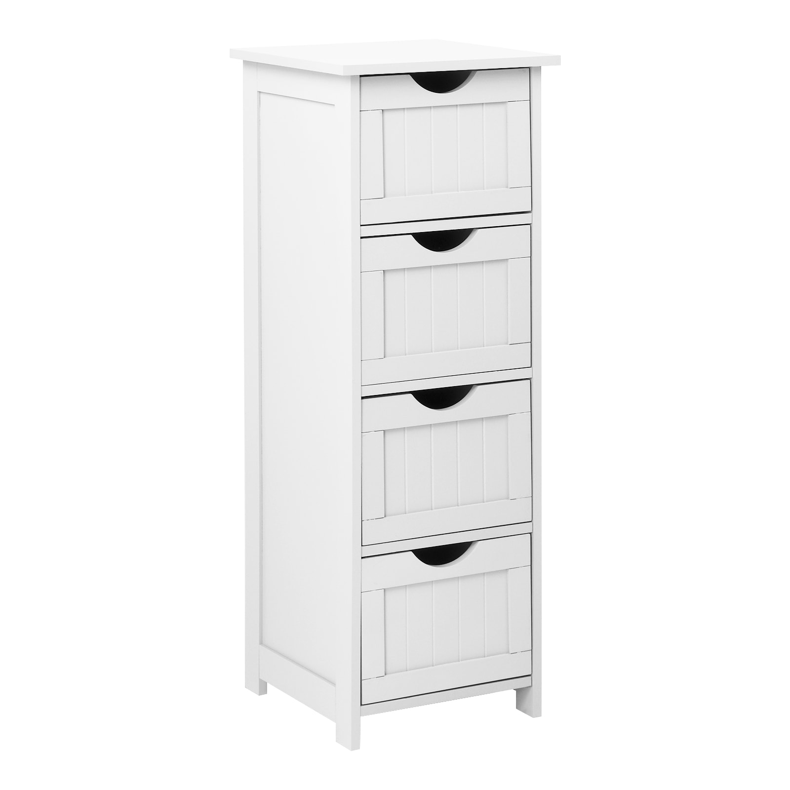 VINGLI 12W x 32H Skinny Bathroom Floor Storage Cabinet/Small Storage Organizer with 4 Drawers for Bathroom Living Room White