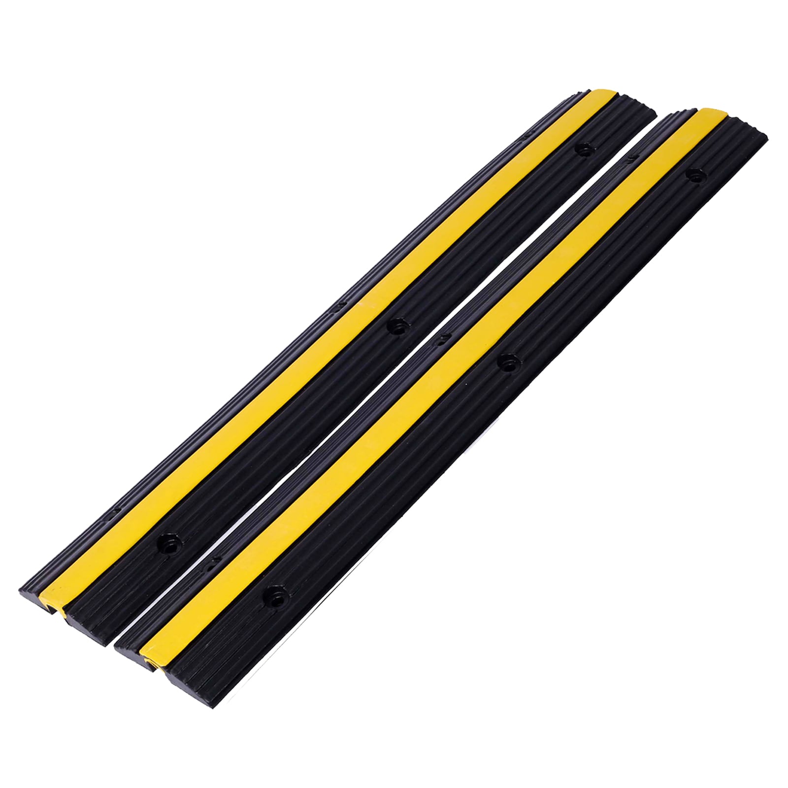 Tatayosi JL121325 Cable Protector Ramp Rubber Speed Bumps 2 Pack of 1 Channel 6600Lbs Load Capacity with 12 Bolts Spike for Asphalt Concrete Gravel Driveway (1 Channel 2 Pack)
