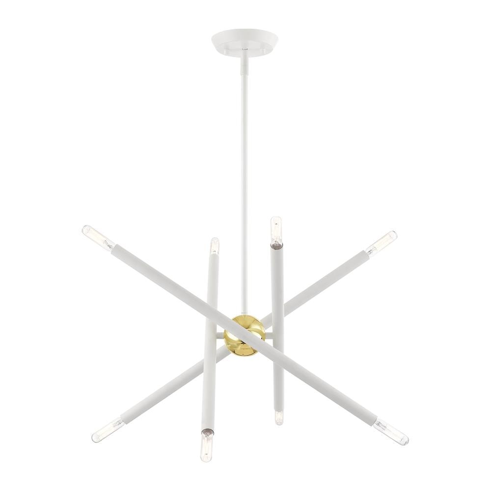 Livex Lighting 46774-03 Soho 8 -Light Matte White Mid-century For Use in Bathrooms, Bedrooms, Dining Rooms, Foyers, Kitchens, Living Rooms Chandelier