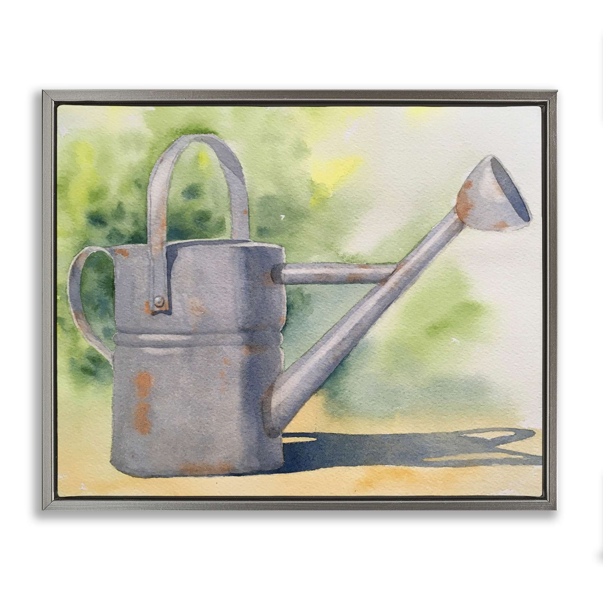 Stupell Industries BS-580-FFL-24X30 Country Watering Can in Garden Gray Framed Floater Canvas Wall Art By Stephanie Fielden 31 x 25