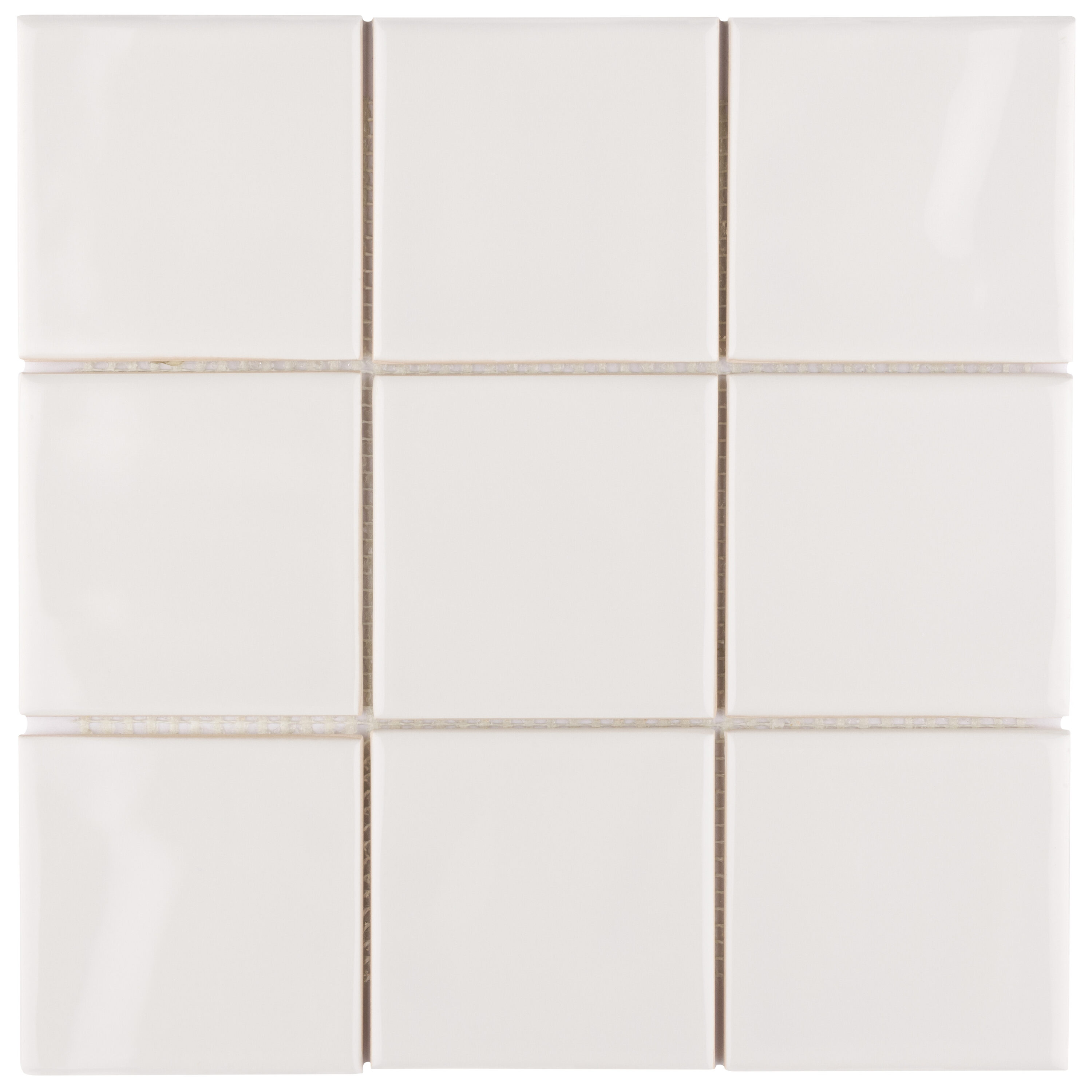 Affinity Tile S1WRC4TWSC Sample - Twist Square Soft Cream 6-in x 6-in Glossy Ceramic Wall Tile