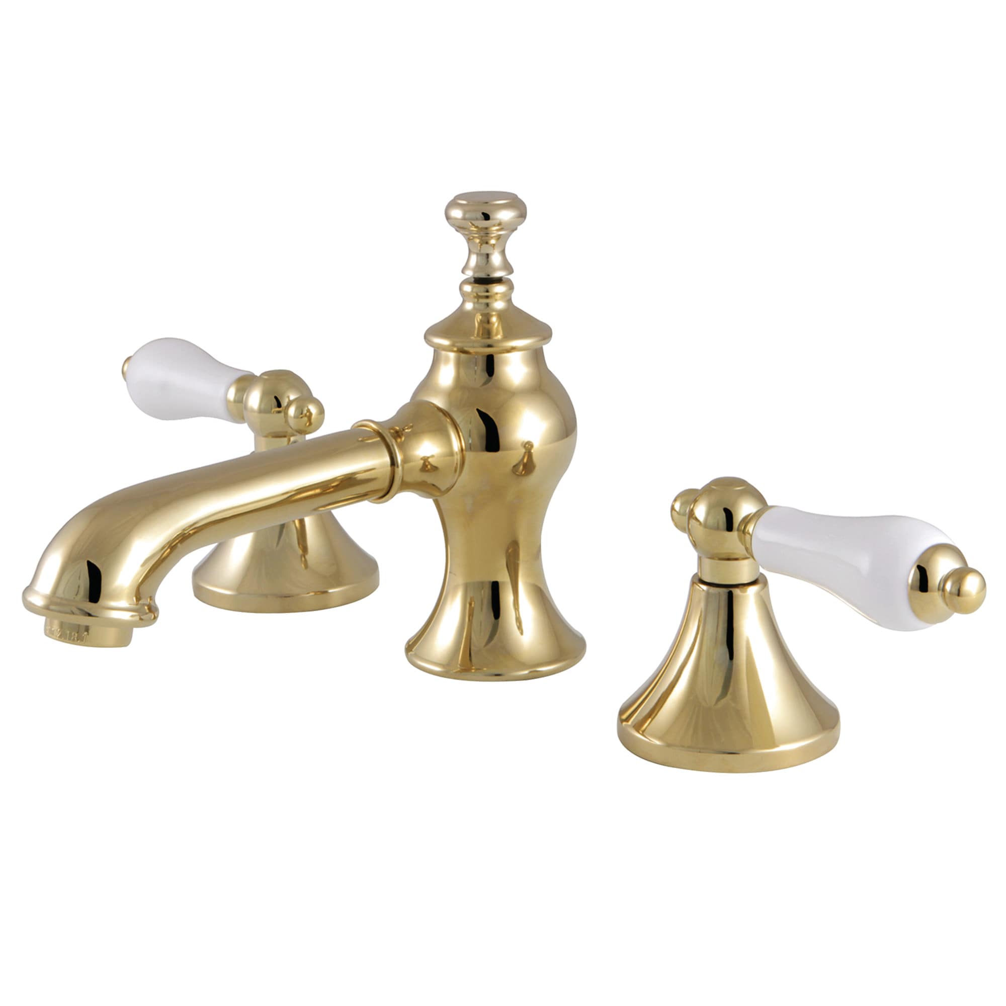 Kingston Brass WLKC7062PL Vintage Polished brass Widespread 2-handle Low-arc Residential Handle Bathroom Sink Faucet with Drain