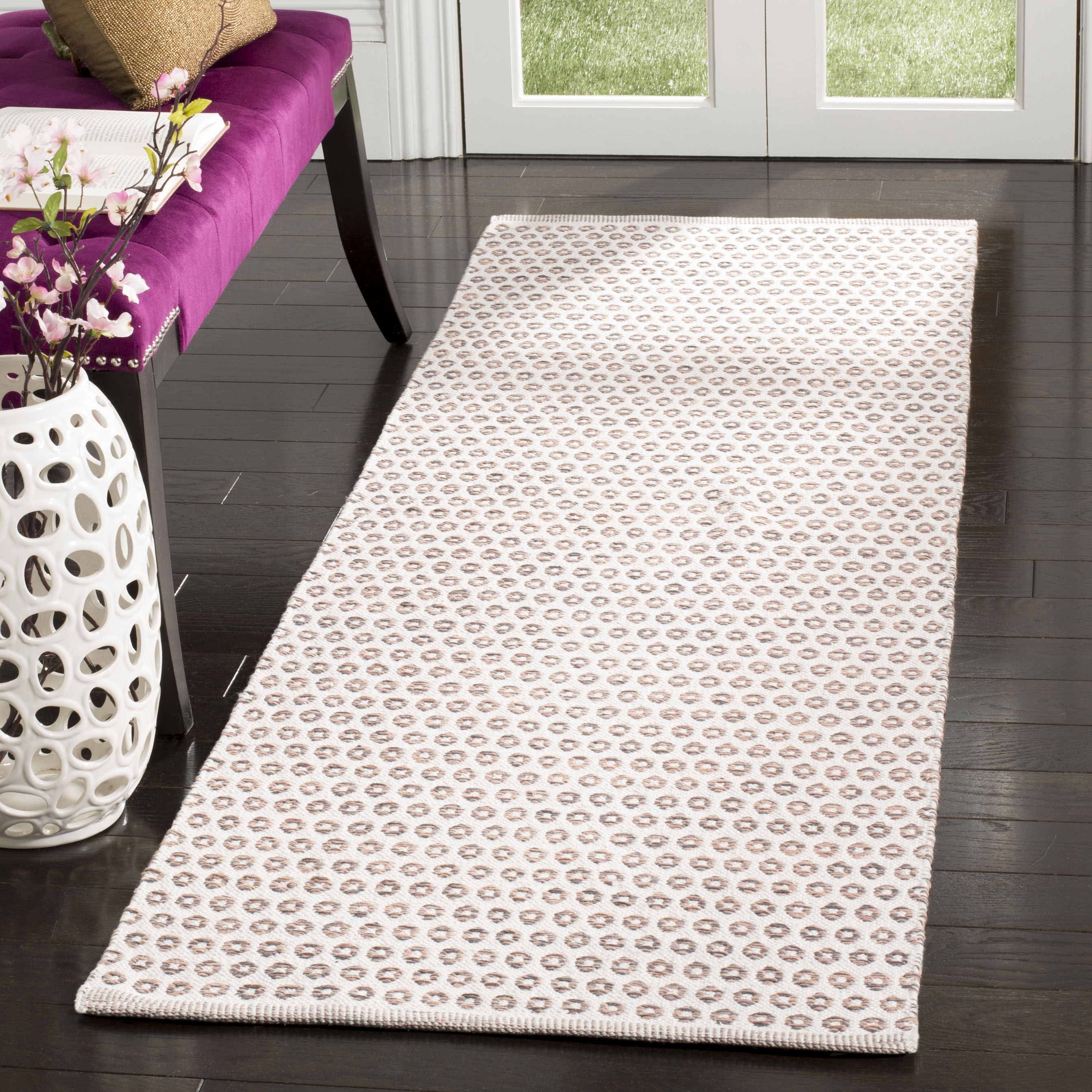 Safavieh MTK616H-27 Montauk Eastom 2 x 7 (ft) Cotton Charcoal/Peach/Ivory Rectangular Indoor Coastal Runner rug
