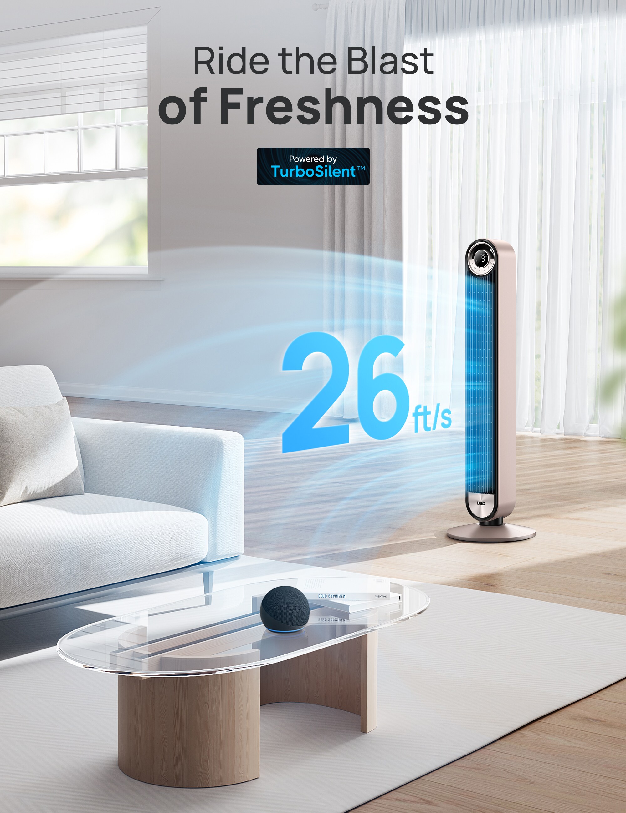 DREO 13-in 120 -Volt 9 -Speed Indoor Starlight Oscillating Tower Fan with Remote
