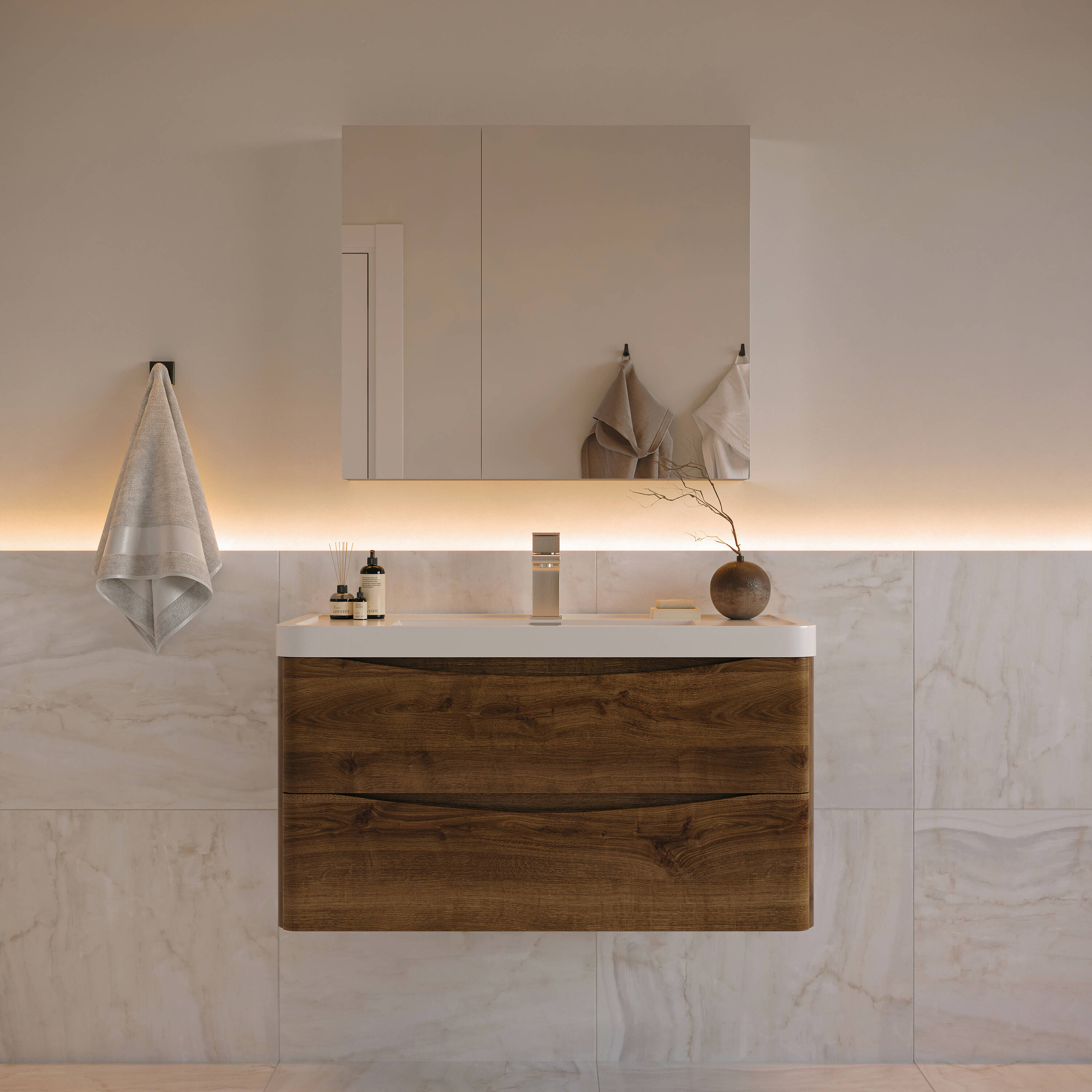 Fresca FVN9036RW Tuscany 36-in Rosewood Single sink Floating Bathroom Vanity with White Acrylic Top
