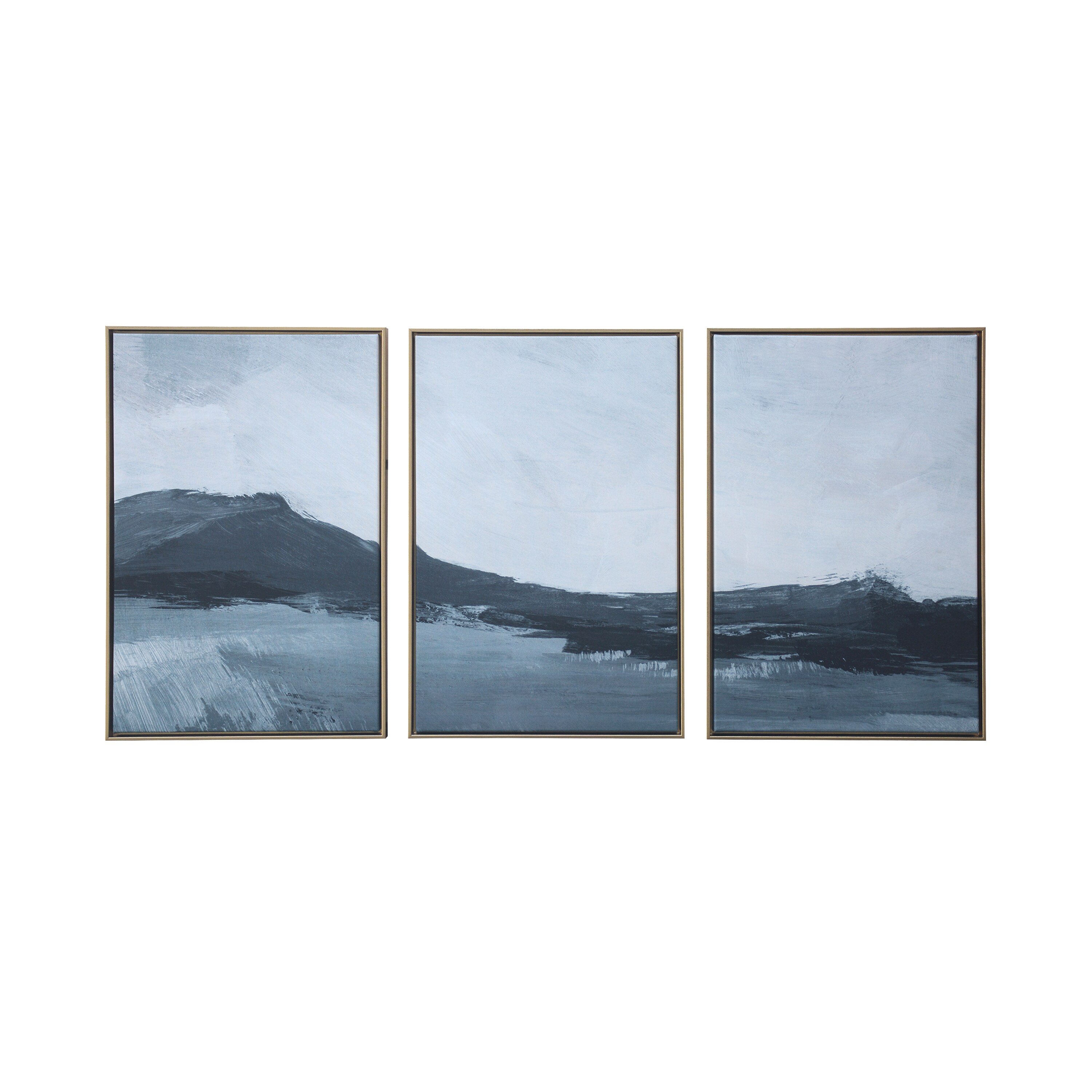 Gallery 57 KC4875A Abstract Blue Mountains Gold Plastic Floater frame 24-in H x 48-in W Landscape Canvas Painting