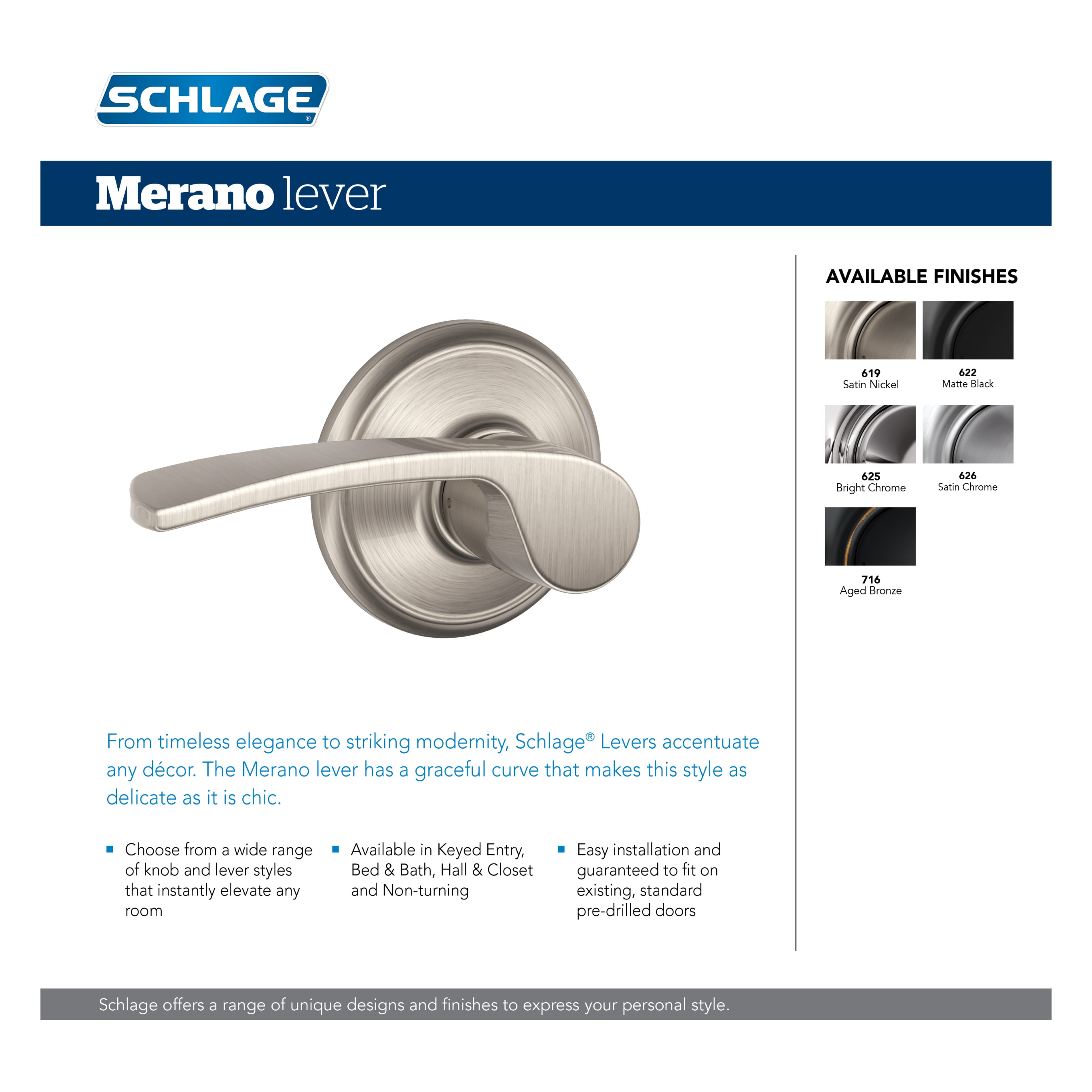 Schlage F170 MER 619 LH Door-Handles - View #2